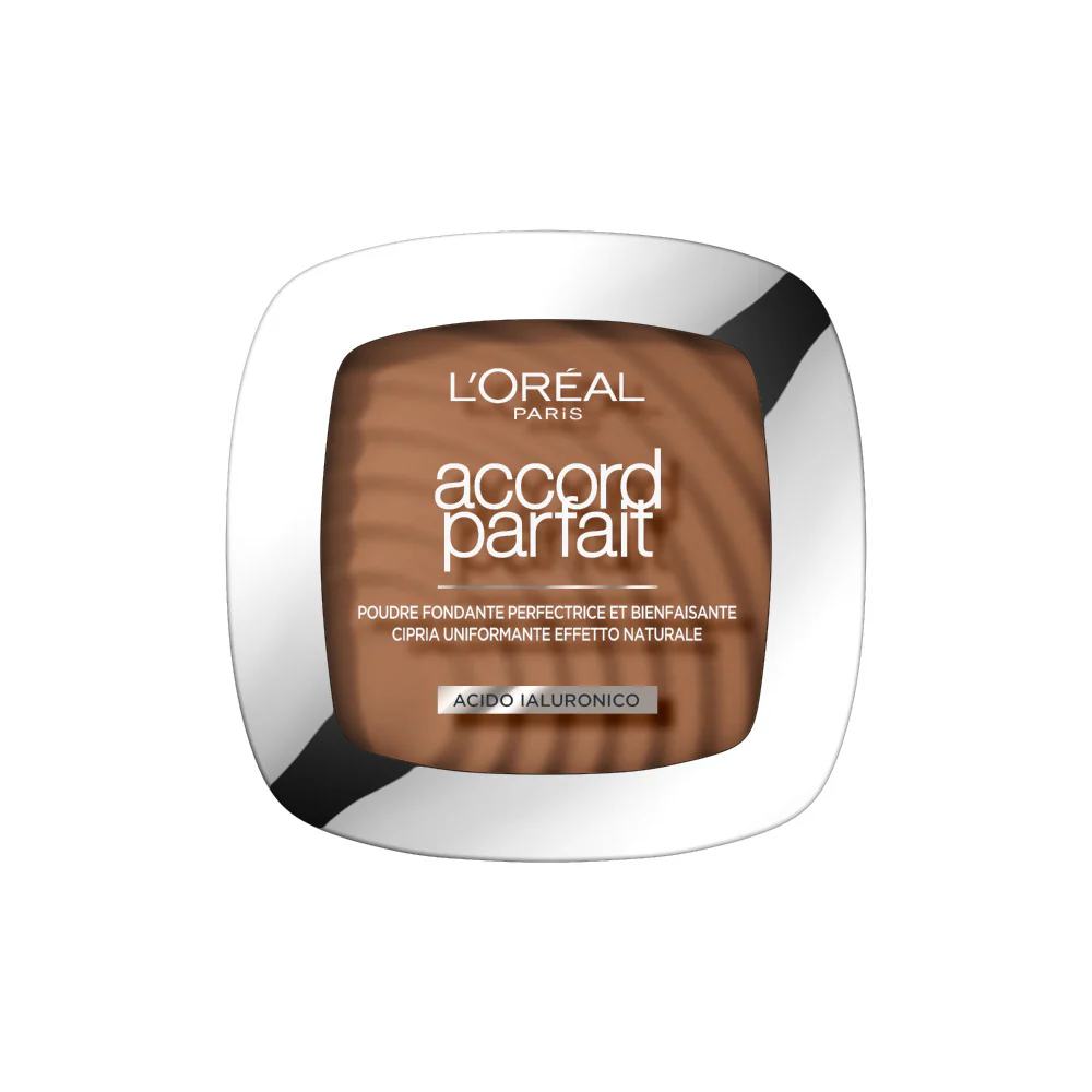 L'Oréal Paris Cipria in Polvere Uniformante Fissante Accord Parfait, Finish Matte e Risultato Naturale, 8.5D Toffee