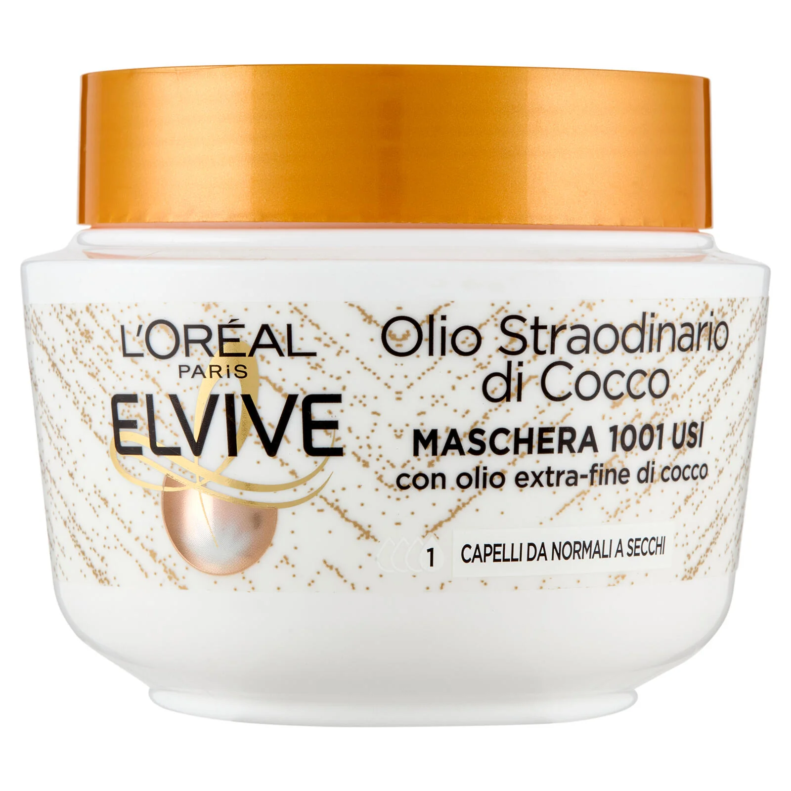 Elvive Olio Straordinario di Cocco Maschera 1001 Usi, per Capelli da Normali a Secchi, 300 ml