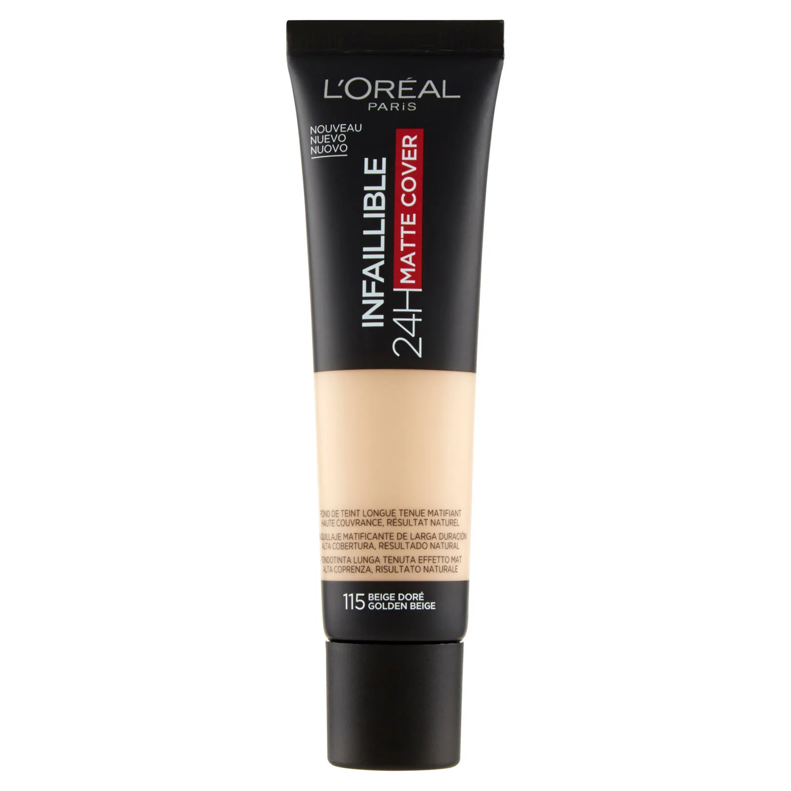 L'Oréal Paris Fondotinta Ultra-Coprenza Infaillible 24h Mat Cover, Finish Matte, 115 Beige