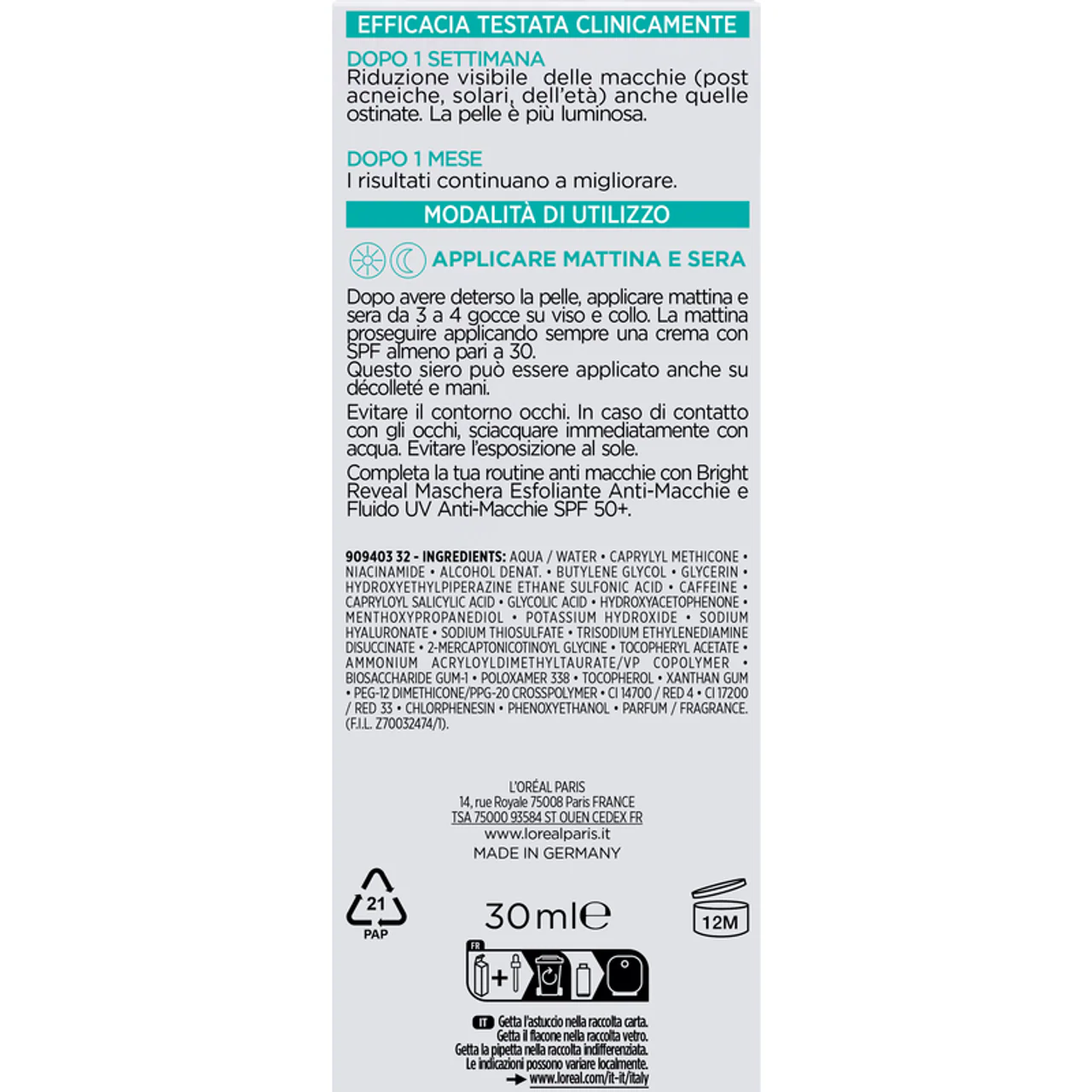 L'OREAL - Siero Anti Macchie Bright Reveal alla Niacinamide - 30 ml - Image 2