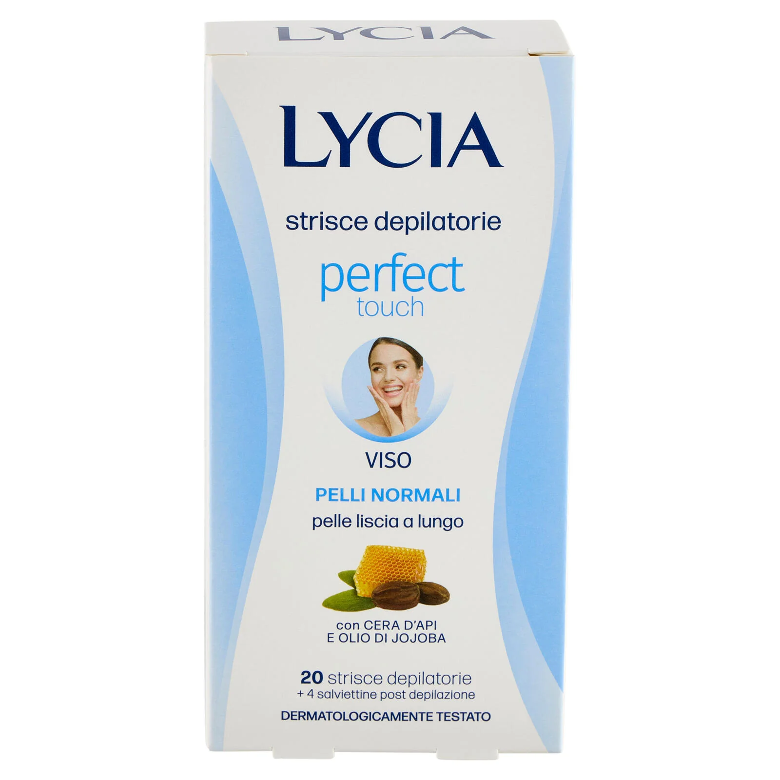 Lycia perfect touch strisce depilatorie Viso Pelli Normali 20 strisce + 4 salviettine - Image 2