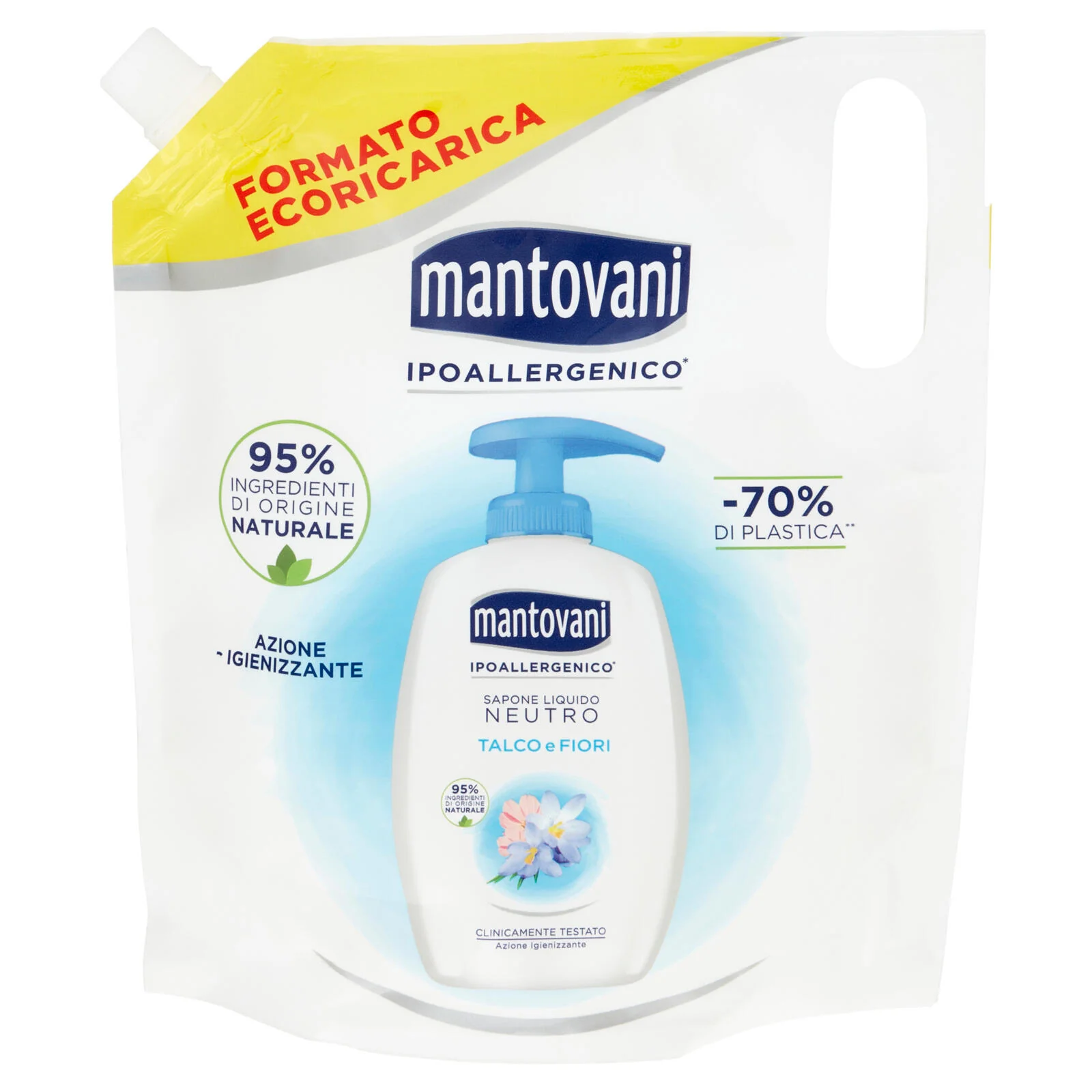 mantovani Sapone Liquido Neutro Talco e Fiori Formato Ecoricarica 750 ml - Image 2