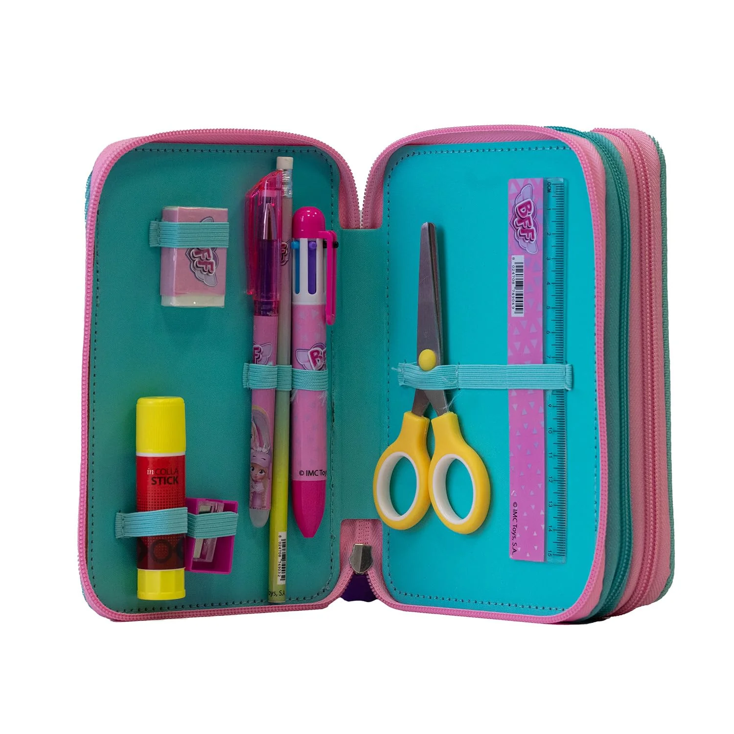 Maricart | Astuccio a Tre Scomparti per Bambina da Scuola Elementare, Astuccio Completo di 44 Pezzi a Tre Zip con Portapenne – BFF by Cry Babies - Image 5