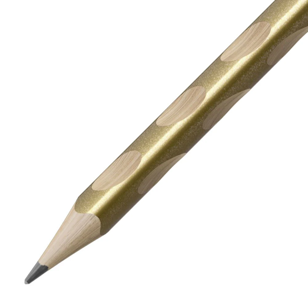 Matita Ergonomica triangolare - STABILO EASYgraph S Metallic per Destrimani in Oro - Confezione da 12 - Gradazione HB - Image 2