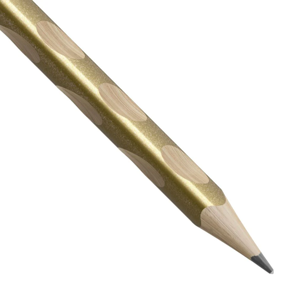 Matita Ergonomica triangolare - STABILO EASYgraph S Metallic per Mancini in Oro - Confezione da 6 - Gradazione HB - Image 2