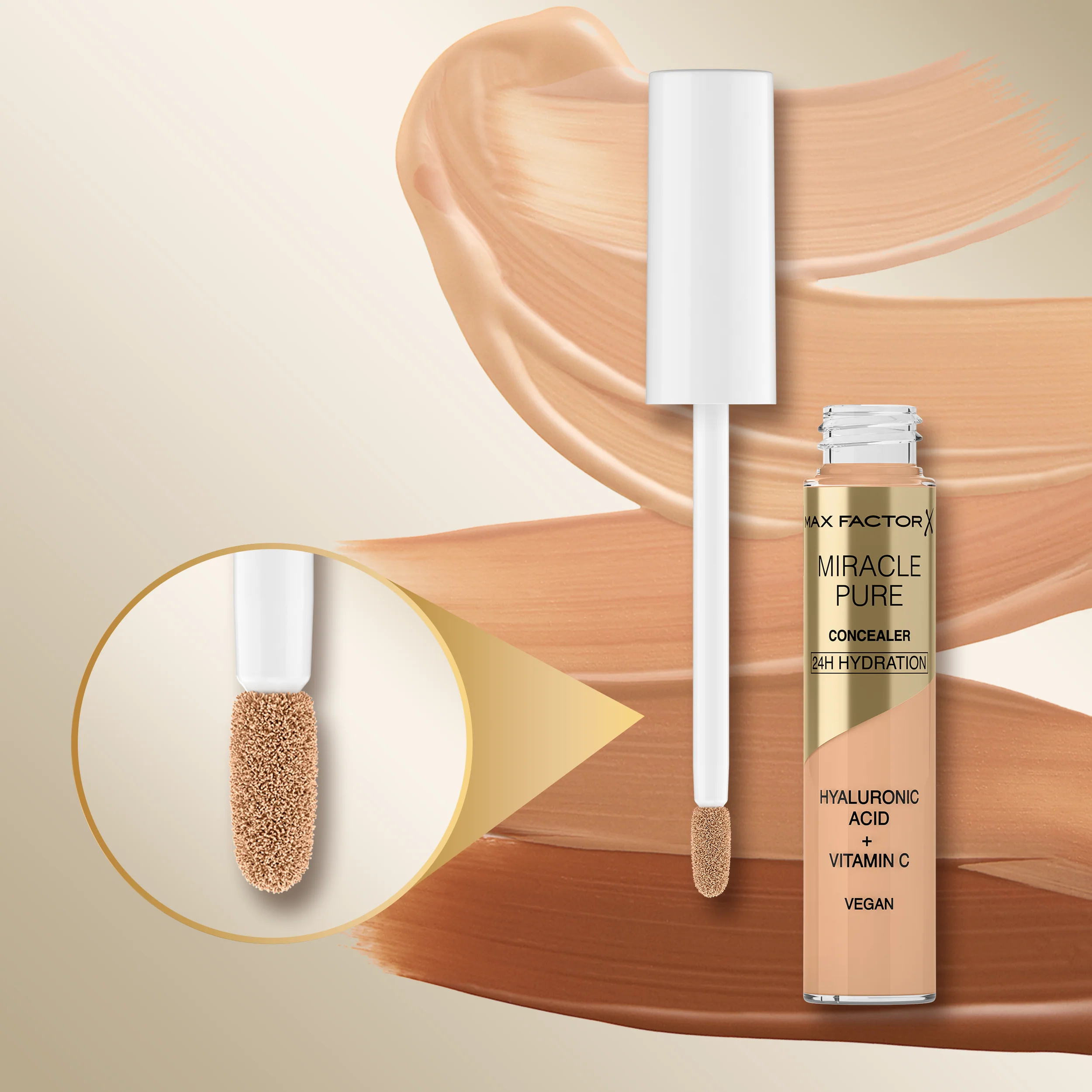 Max Factor Correttore Liquido Miracle Pure, Formula con Vitamina C e Acido Ialuronico, 24 Ore di Idratazione, 100% Vegan, Tonalità 01 Fair - Image 8