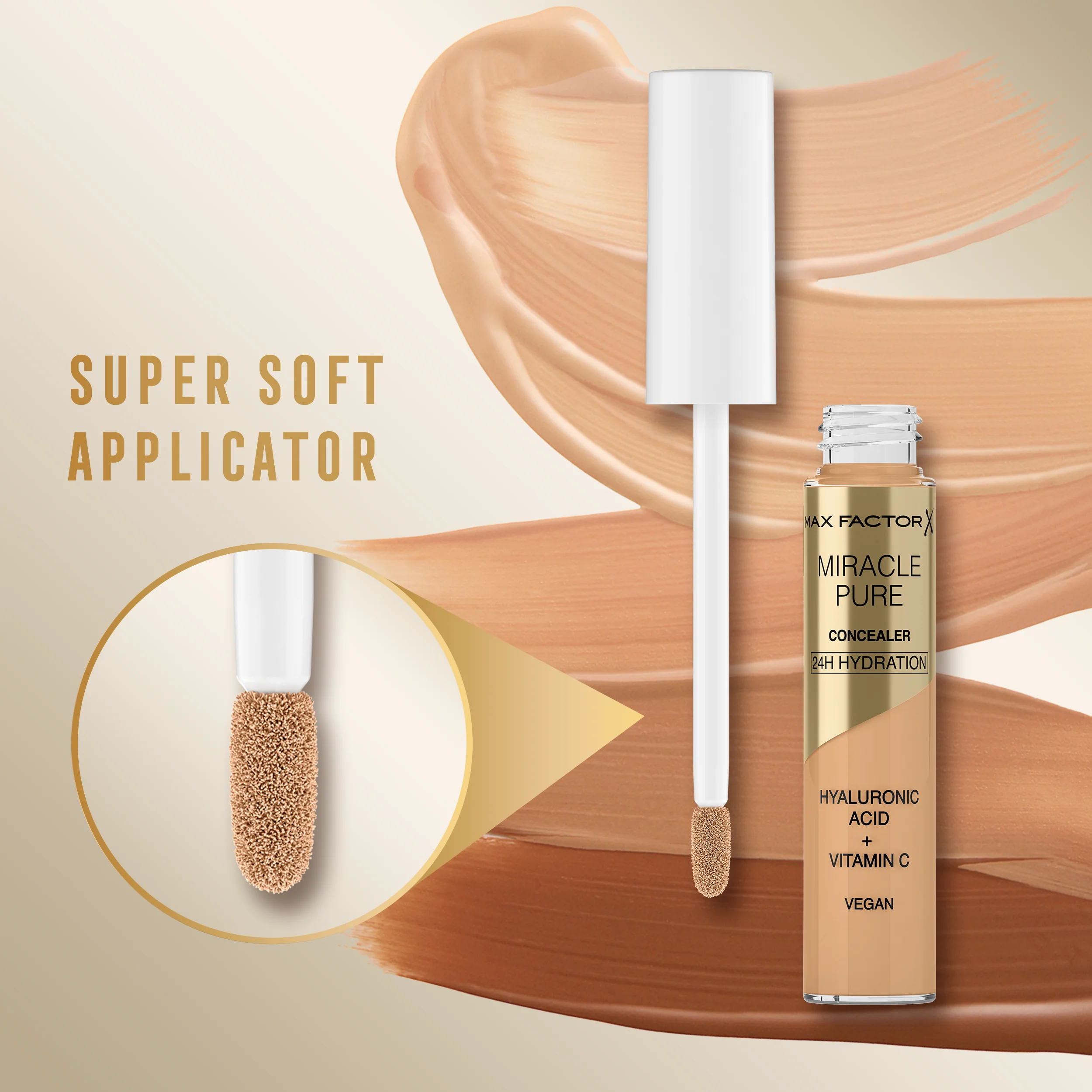 Max Factor Correttore Liquido Miracle Pure, Formula con Vitamina C e Acido Ialuronico, 24 Ore di Idratazione, 100% Vegan, Tonalità 02 Light - Image 4