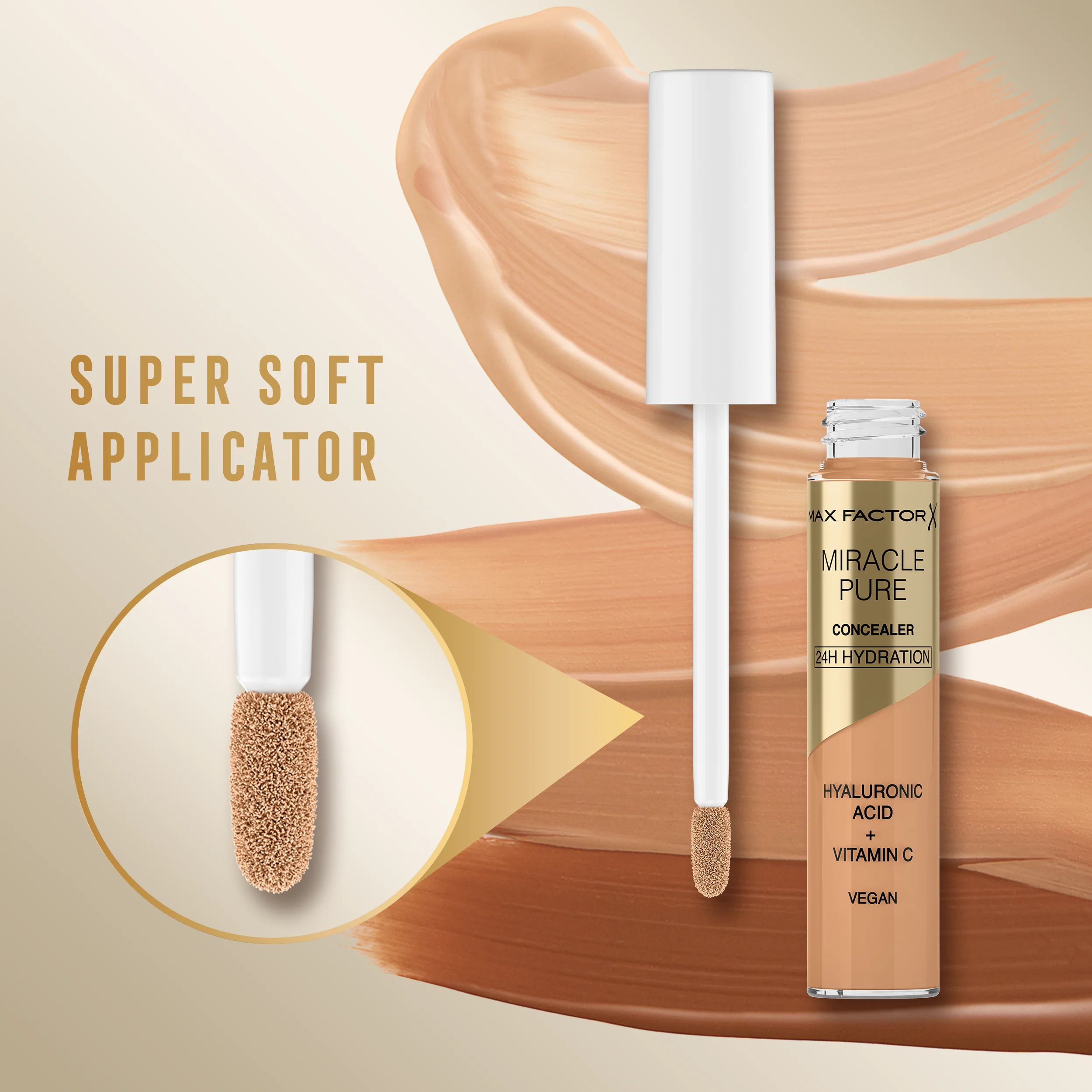 Max Factor Correttore Liquido Miracle Pure, Formula con Vitamina C e Acido Ialuronico, 24 Ore di Idratazione, 100% Vegan, Tonalità 03 Light to Medium - Image 4