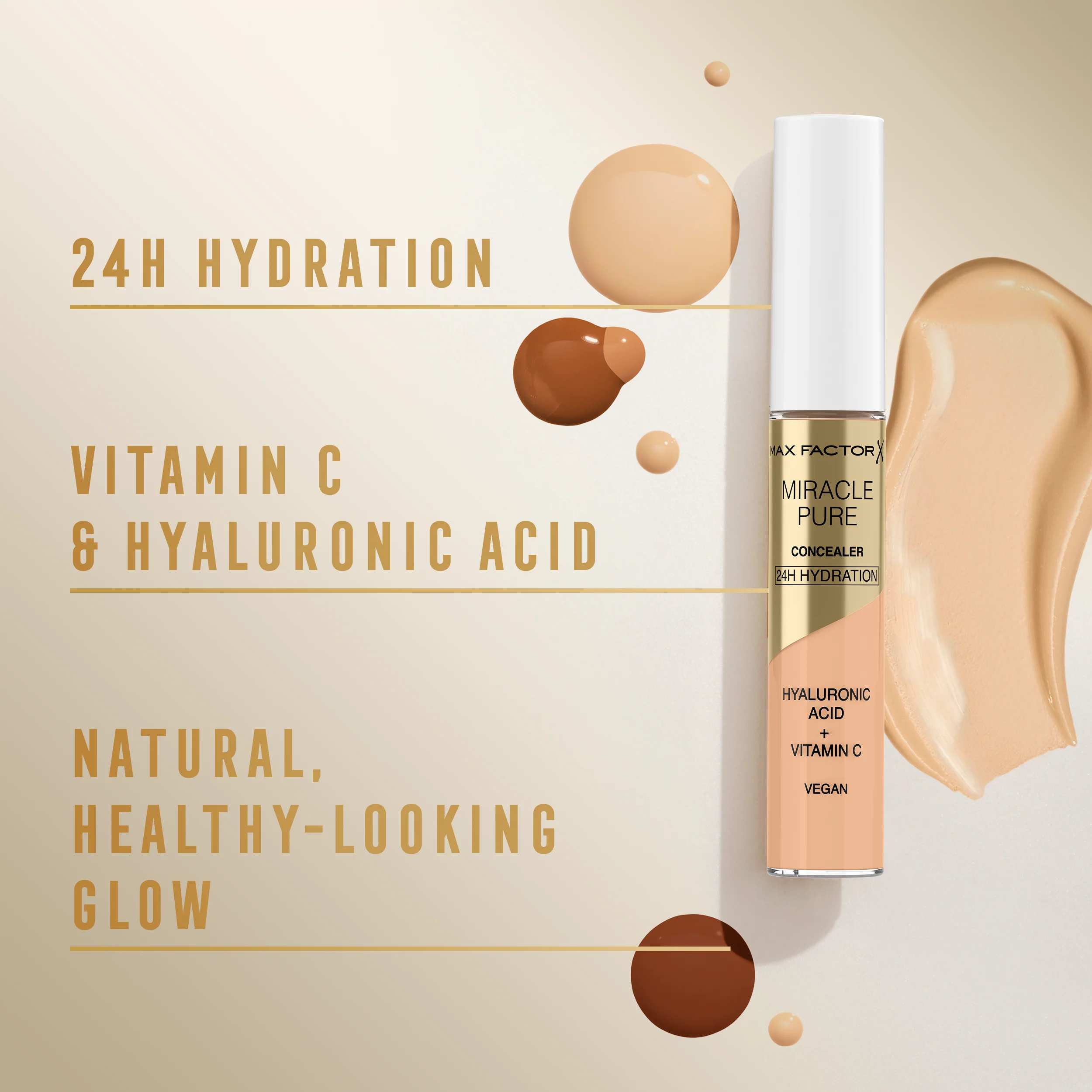 Max Factor Correttore Liquido Miracle Pure, Formula con Vitamina C e Acido Ialuronico, 24 Ore di Idratazione, 100% Vegan, Tonalità 03 Light to Medium - Image 8