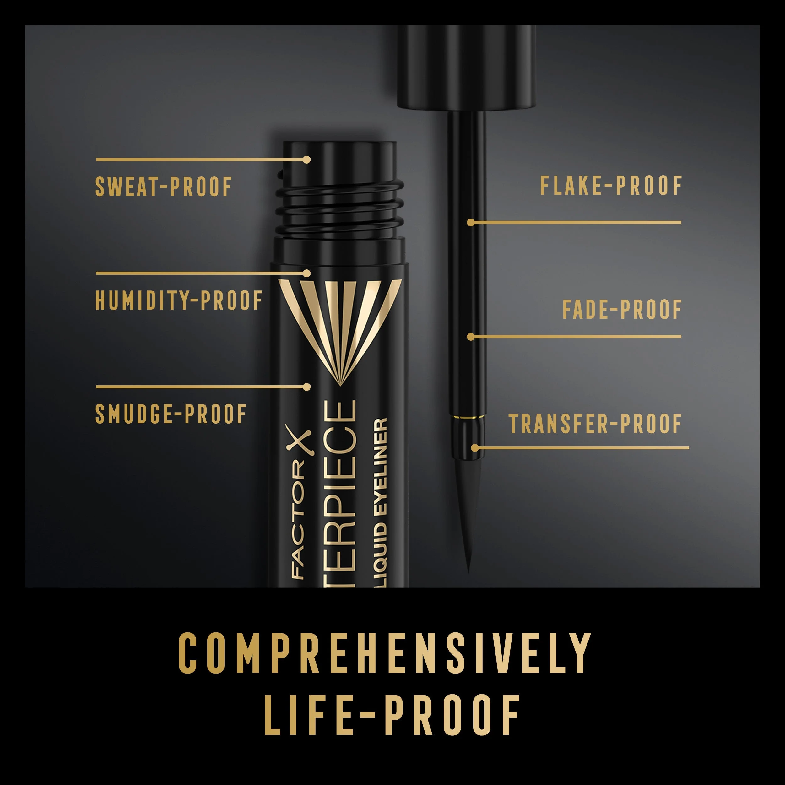 Max Factor Eyeliner Liquido Masterpiece Matte, Formula Vegan, No Transfer e Water Resistant Fino a 12 Ore, Finish Matte, Charcoal, 1.7ml - Image 10