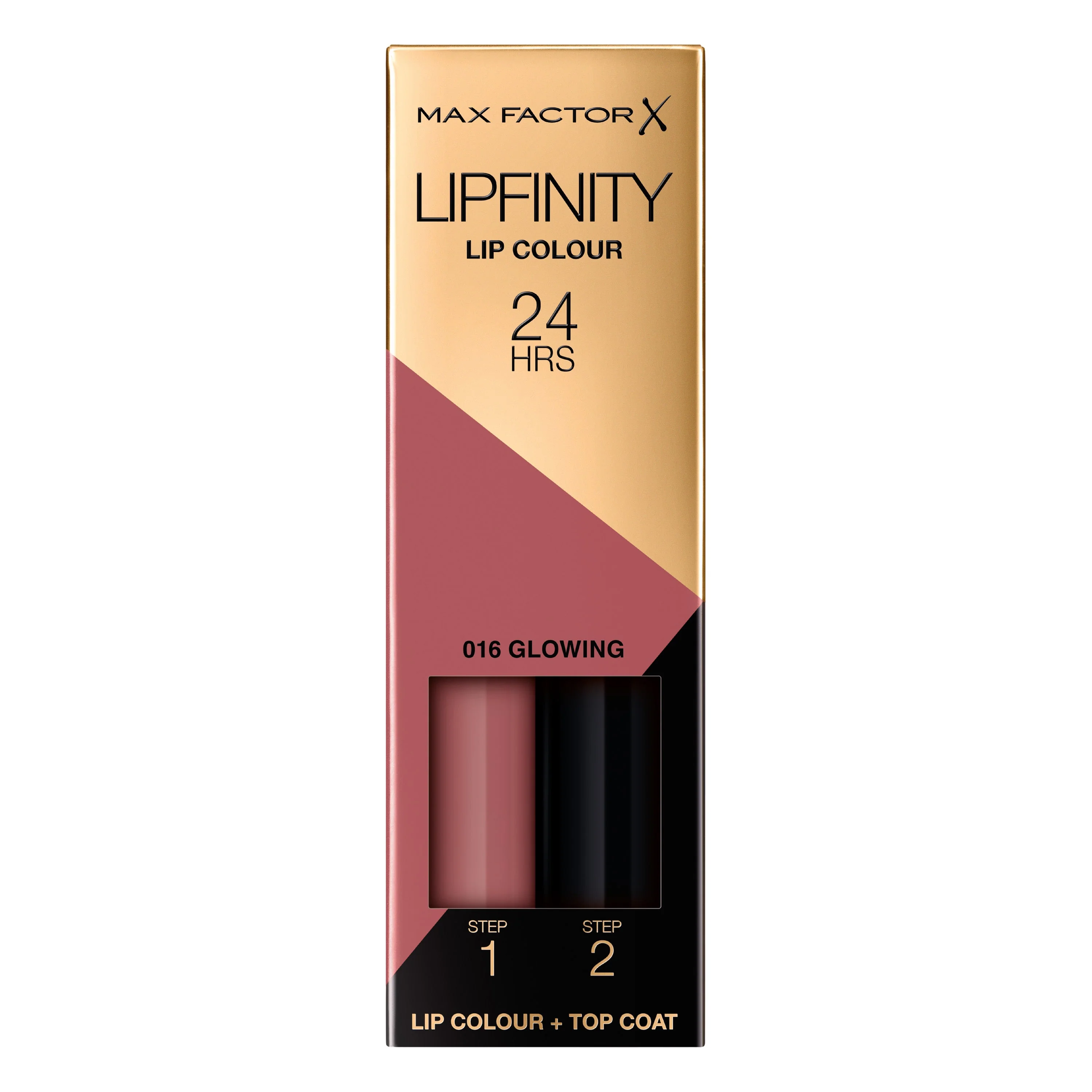 Max Factor - Lipfinity Lip Colour - Rossetto Lunga Durata e Gloss Idratante con Applicazione Bifase - Nuance 016 Glowing - 2.3 ml e 1.9 g