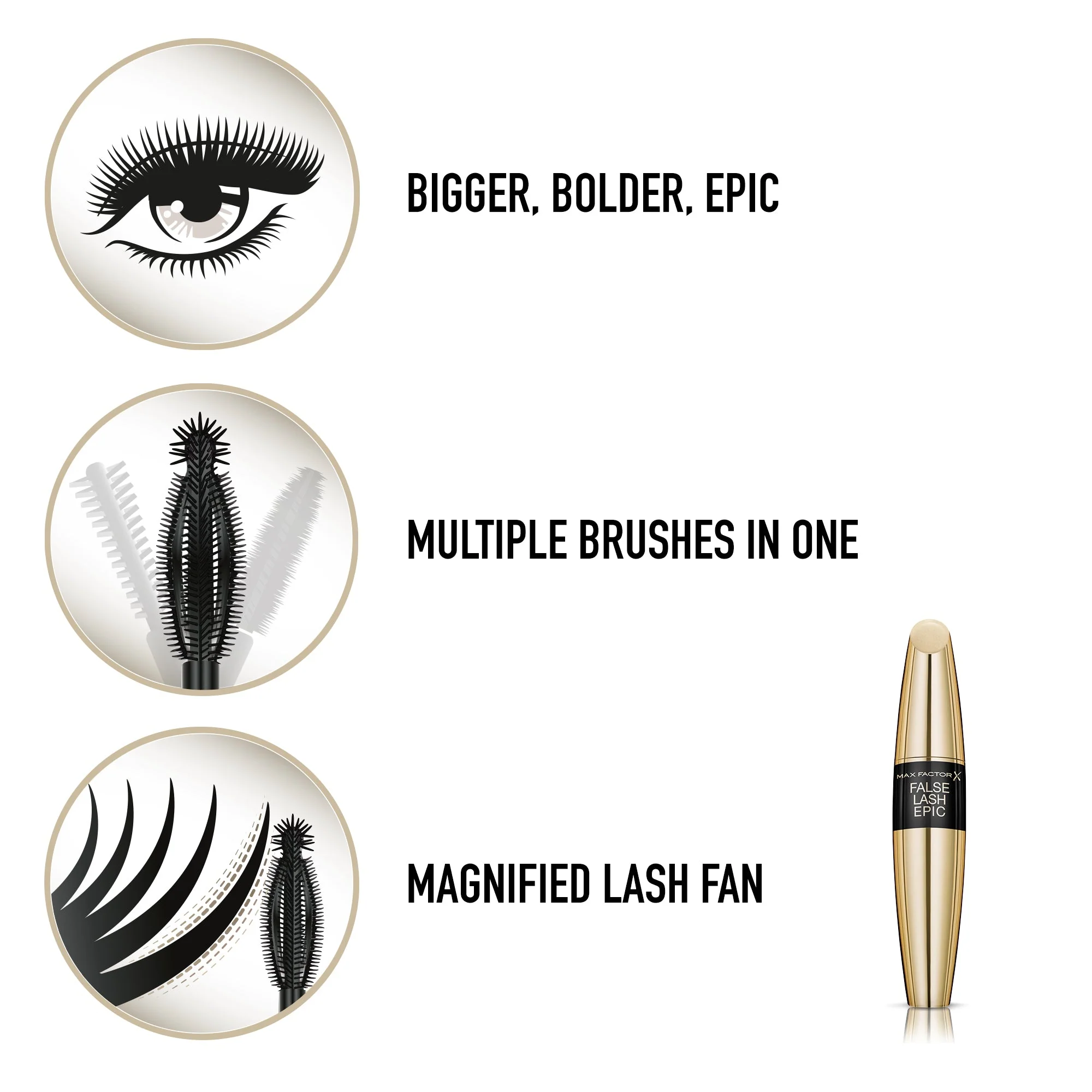 Max Factor - Mascara False Lash Epic Effetto Ciglia a ventaglio - Speciale applicatore Volumizzante e Allungante - Black / Nero - 13 ml - Image 5