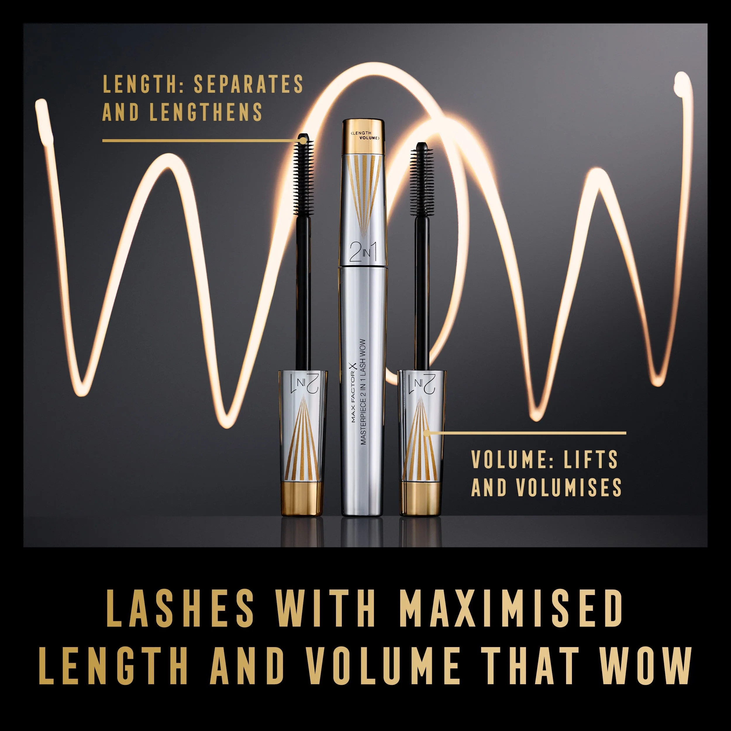Max Factor Mascara Masterpiece 2 In 1 Lash Wow, Mascara Volumizzante e Allungante, Formula Vegana, adatto per Occhi Sensibili, 001 Black, 7ml - Image 12