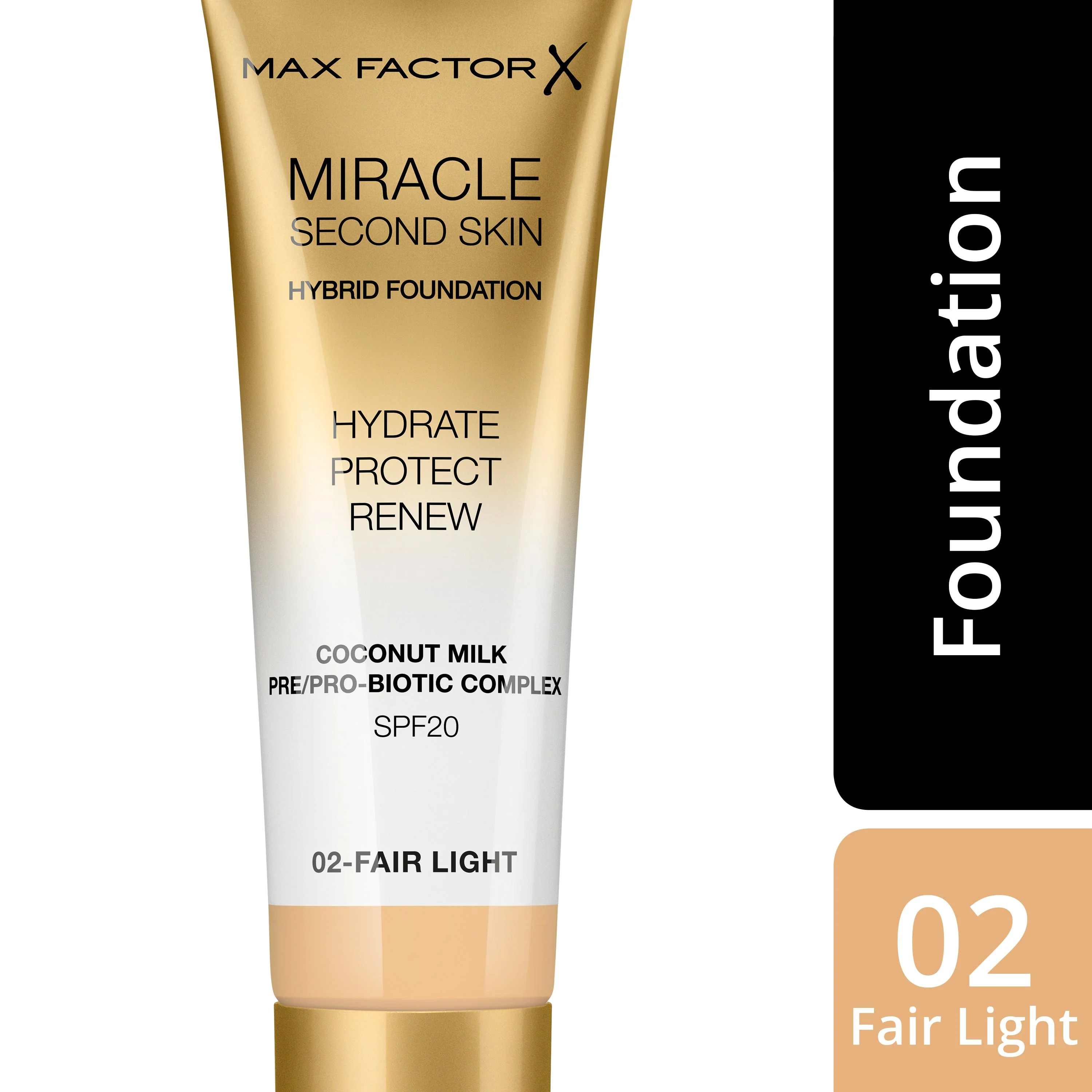 Max Factor Miracle Second Skin Fondotinta dal Finish Naturale, con Latte di Cocco Idratante e SPF 20, 02 Fair Light - Image 4