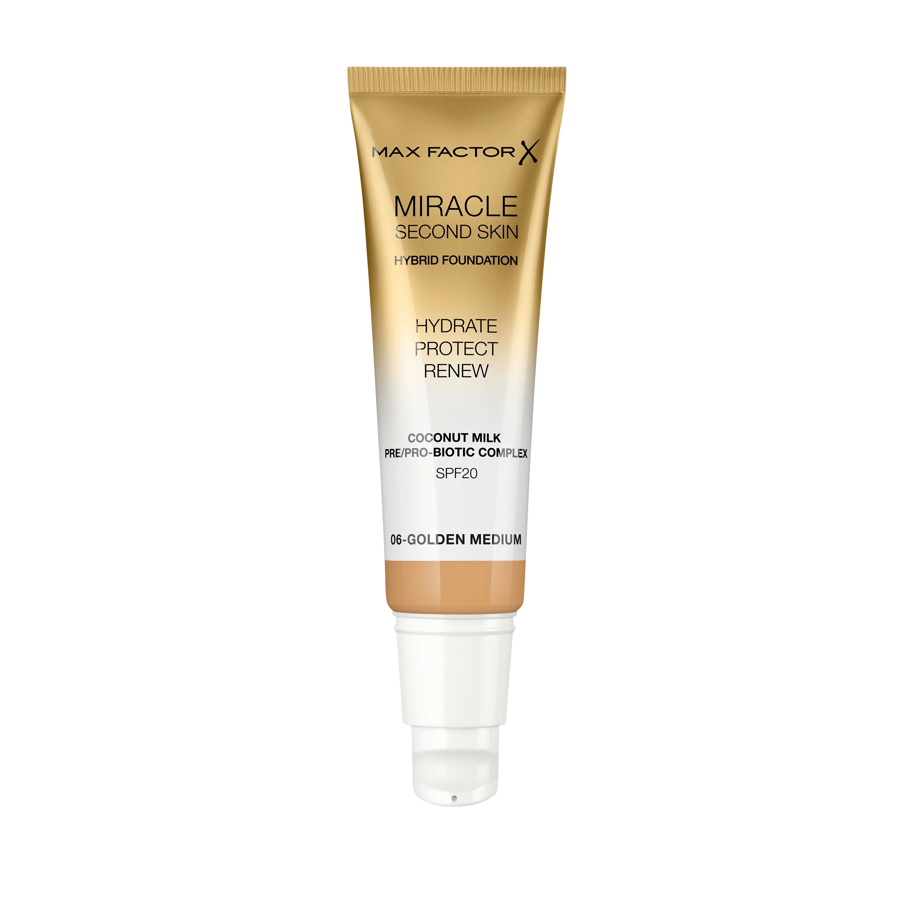 Max Factor Miracle Second Skin Fondotinta dal Finish Naturale, con Latte di Cocco Idratante e SPF 20, 06 Golden Medium - Image 5
