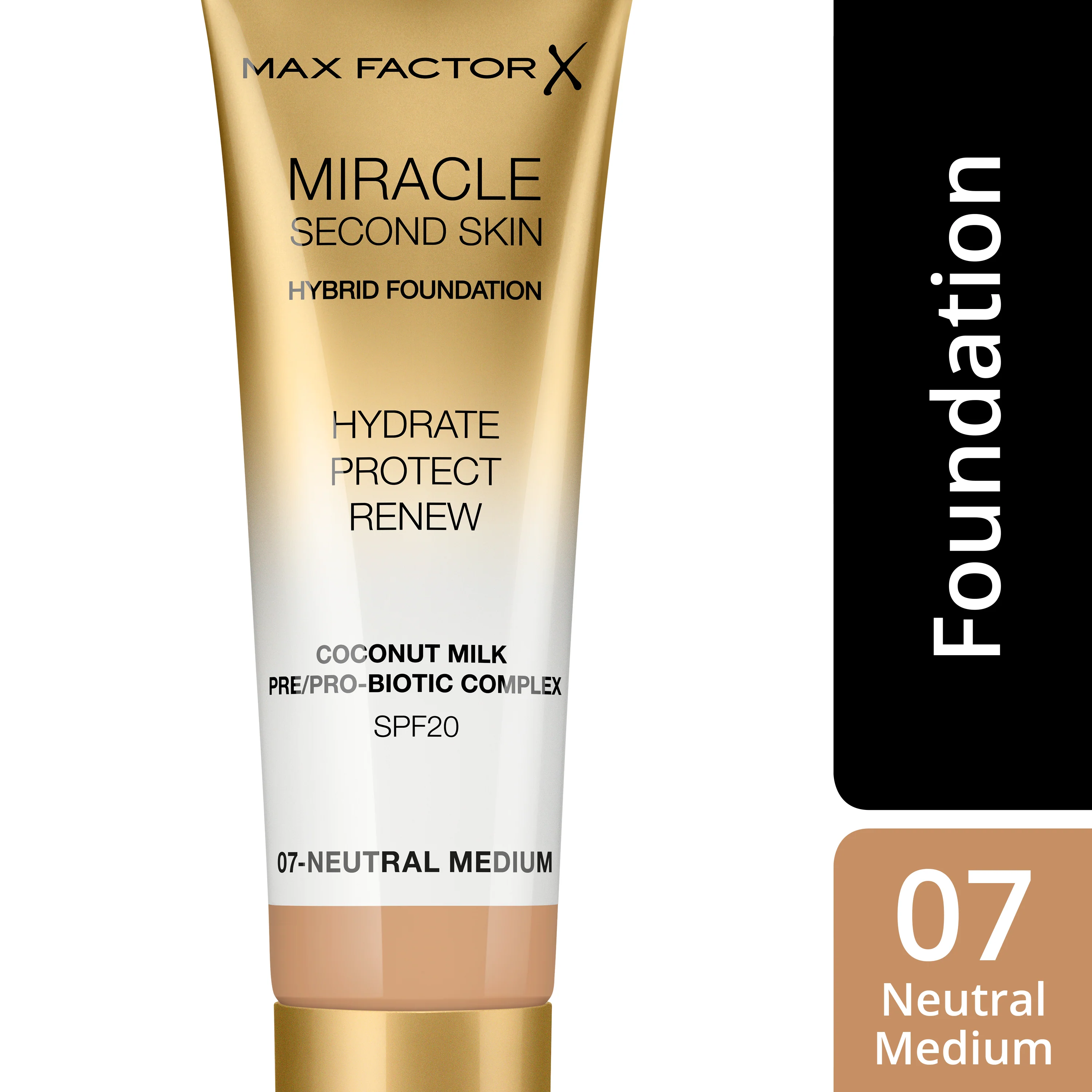 Max Factor Miracle Second Skin Fondotinta dal Finish Naturale, con Latte di Cocco Idratante e SPF 20, 07 Neutral Medium - Image 6