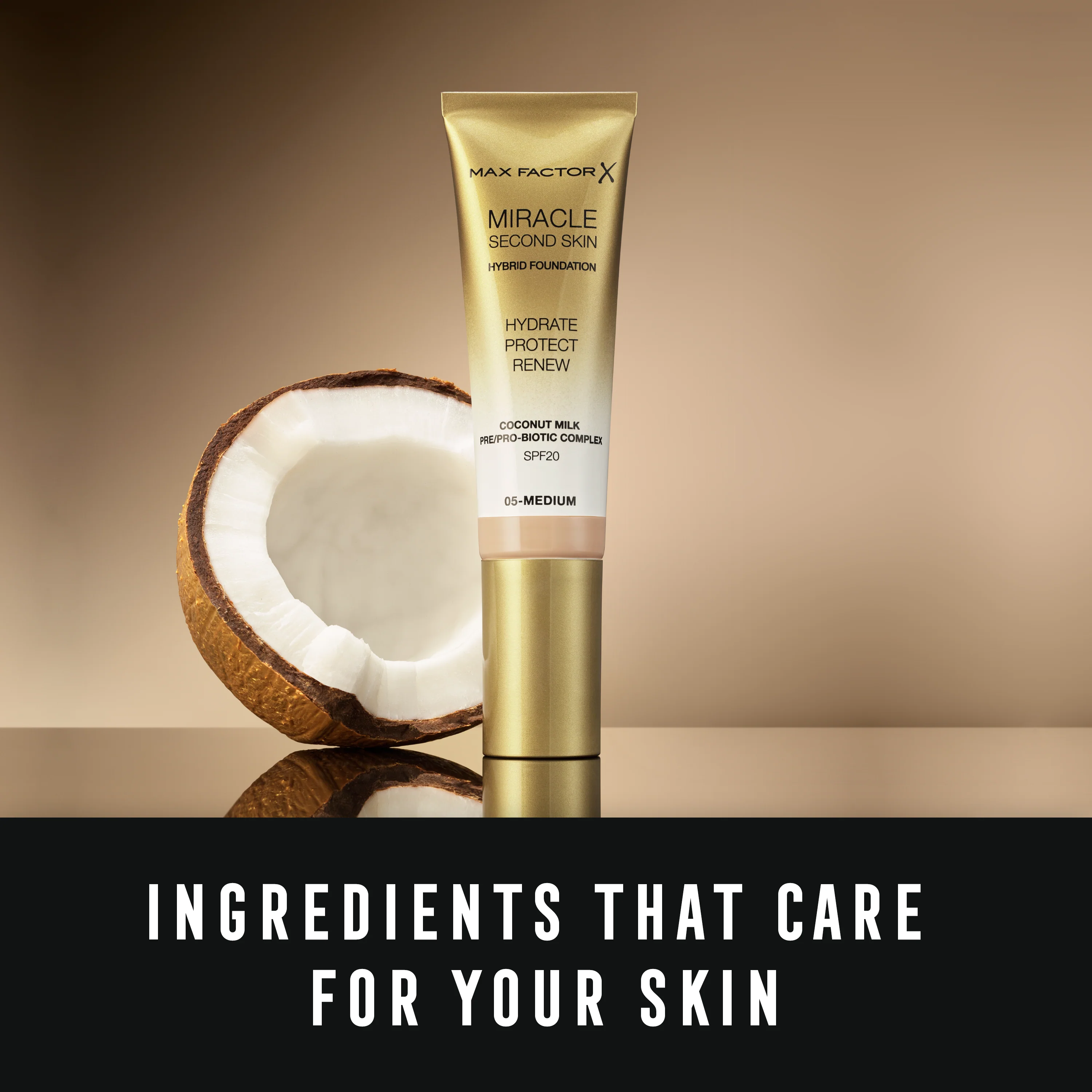 Max Factor Miracle Second Skin Fondotinta dal Finish Naturale, con Latte di Cocco Idratante e SPF 20, 07 Neutral Medium - Image 9