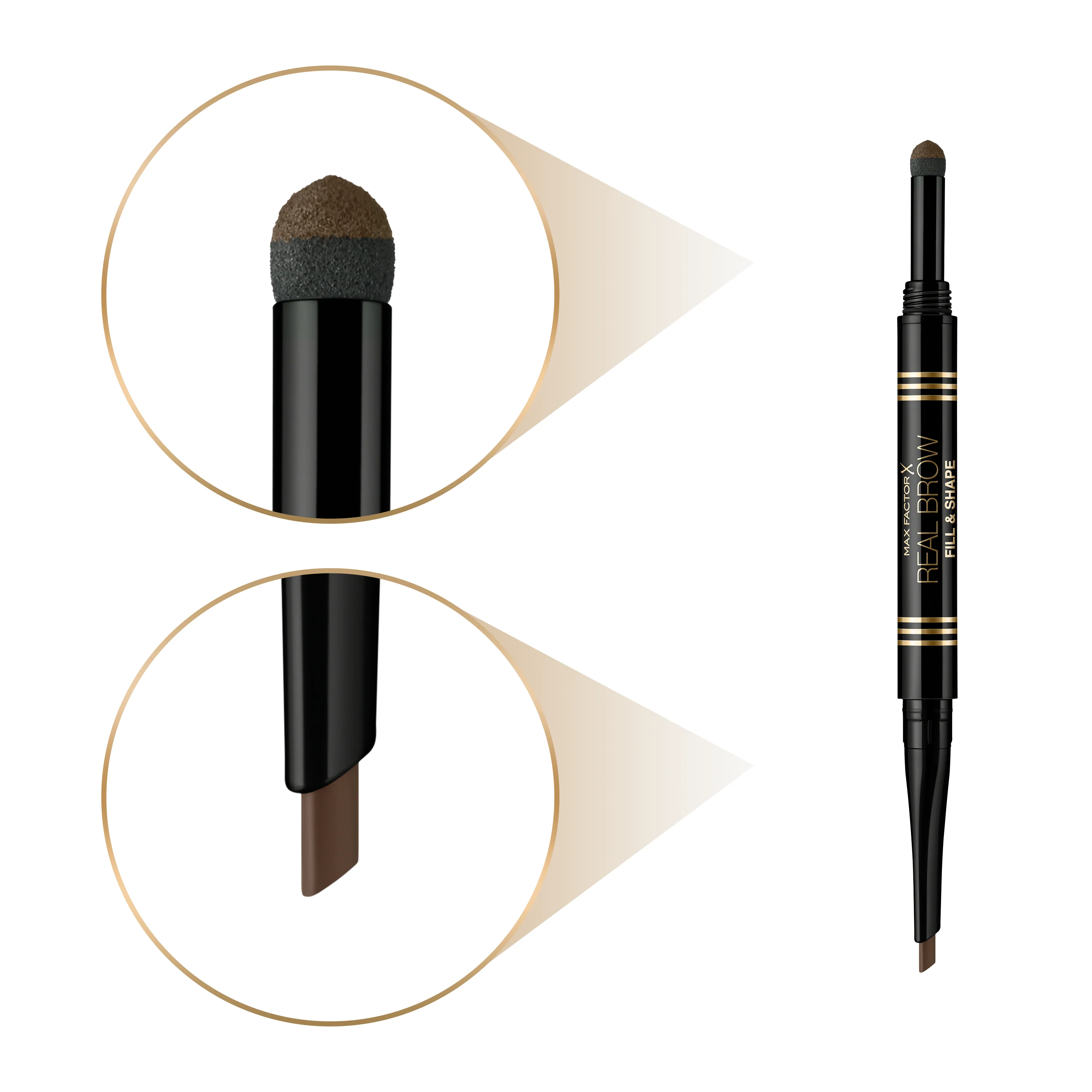 Max Factor Real Brow Fill & Shape Matita Sopracciglia, Doppio Applicatore Matita e Ombretto, 03 Medium Brown - Image 3