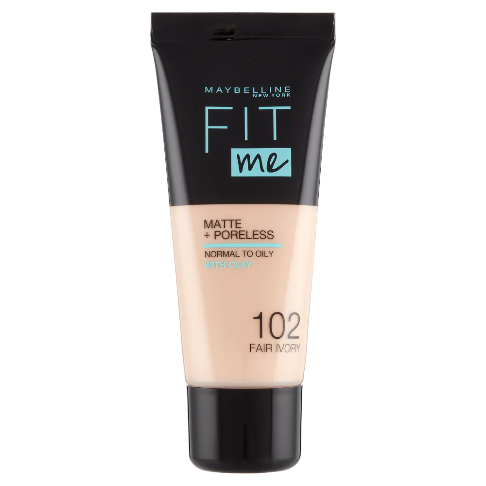 Maybelline New York Fondotinta Fit Me Matte&Poreless, Finish Opacizzante, 102 Fair Ivory