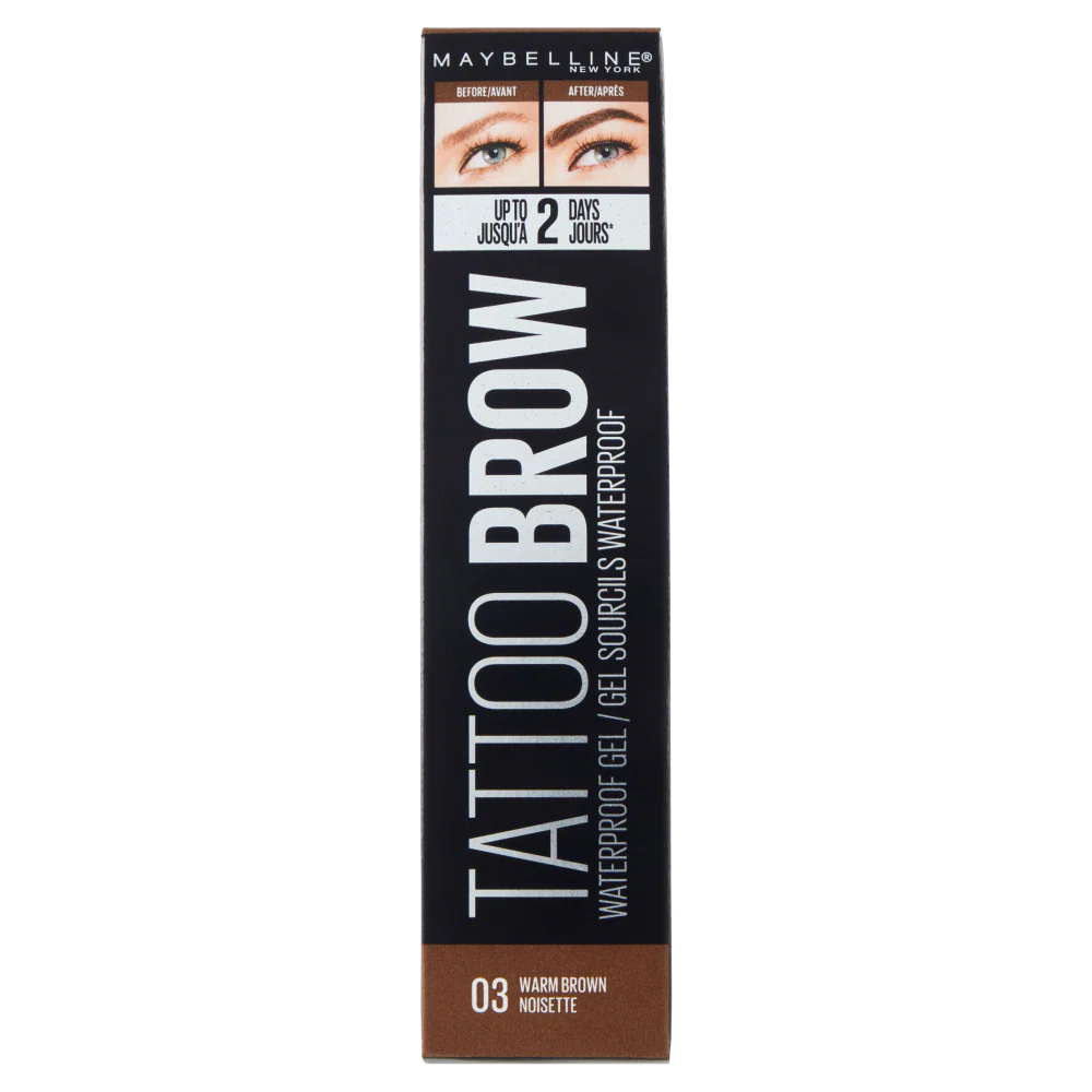 Maybelline New York Gel Sopracciglia Tattoo Brow, Waterproof, a Lunga Tenuta, 03 Warm Brown