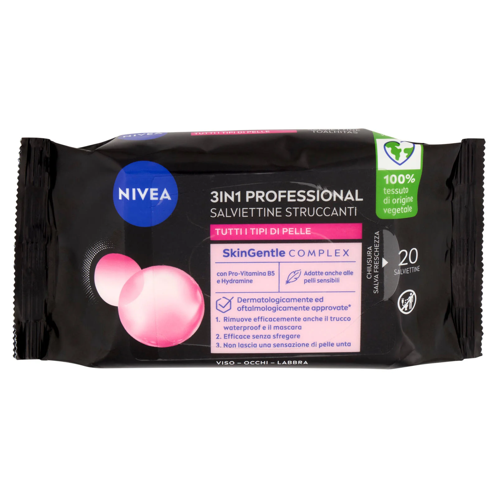 Nivea 3in1 Professional Salviettine Struccanti Tutti i Tipi di Pelle 20 pz - Image 2