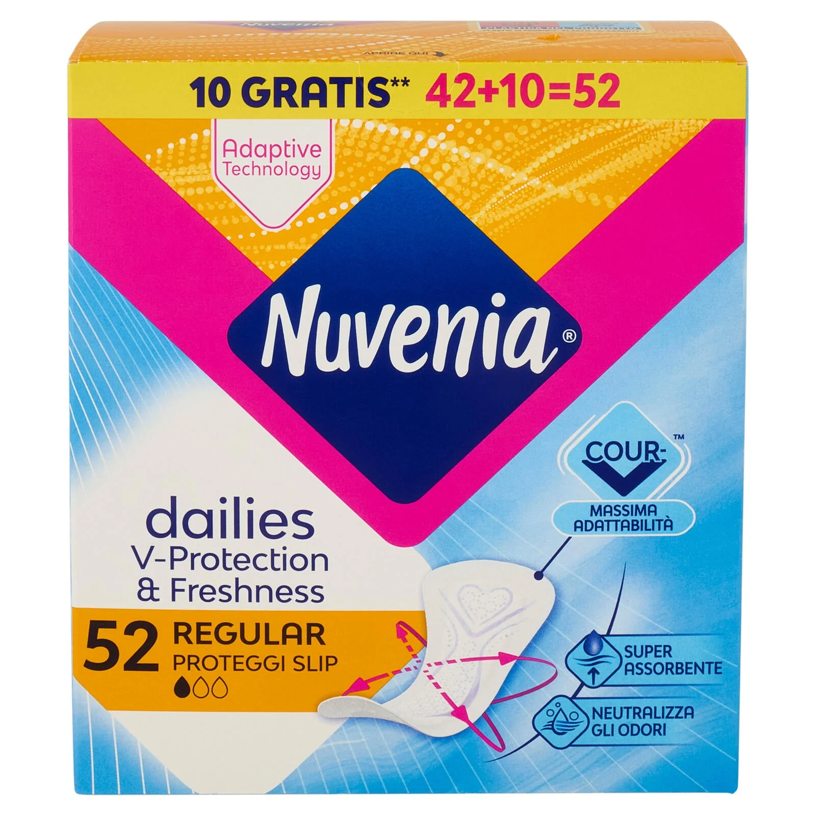 Nuvenia dailies V-Protection & Freshness Regular Proteggi Slip 52 pz - Image 2