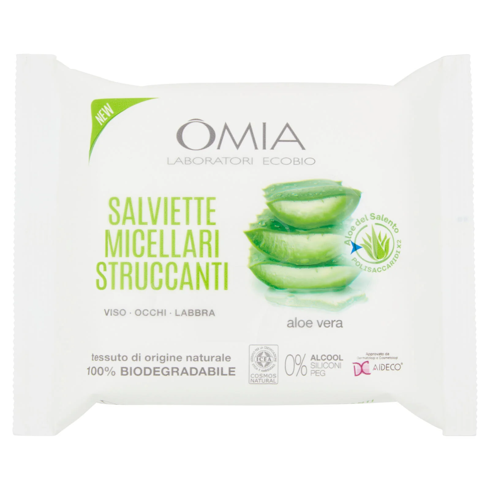 Omia Laboratori Ecobio Salviette Micellari Struccanti aloe vera 20 pz