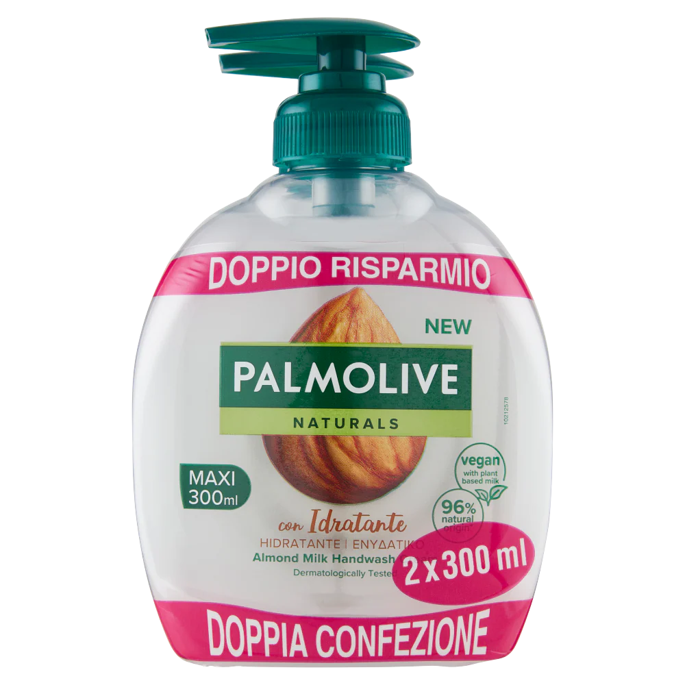 Palmolive sapone liquido mani Naturals latte e mandorla 2x300 ml