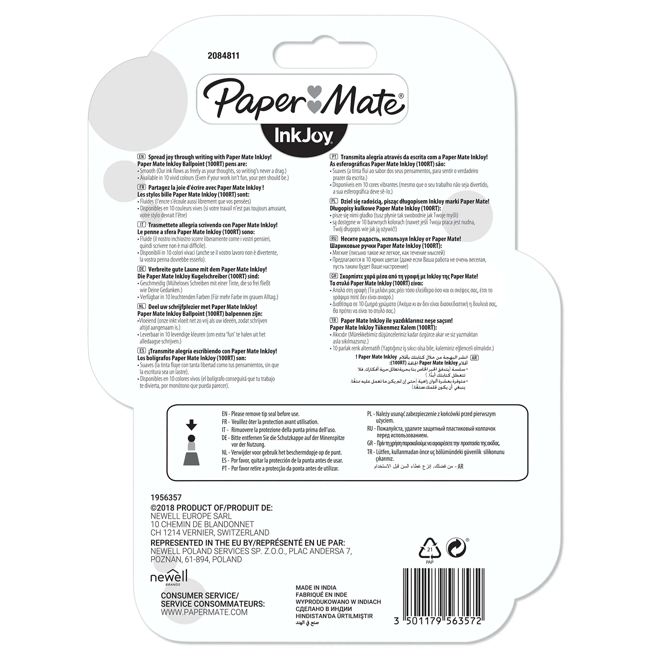 Papermate InkJoy 100 Penna a Sfera a Scatto, Punta Media da 1.0 mm, Confezione da 10, Colori Assortiti - Image 2