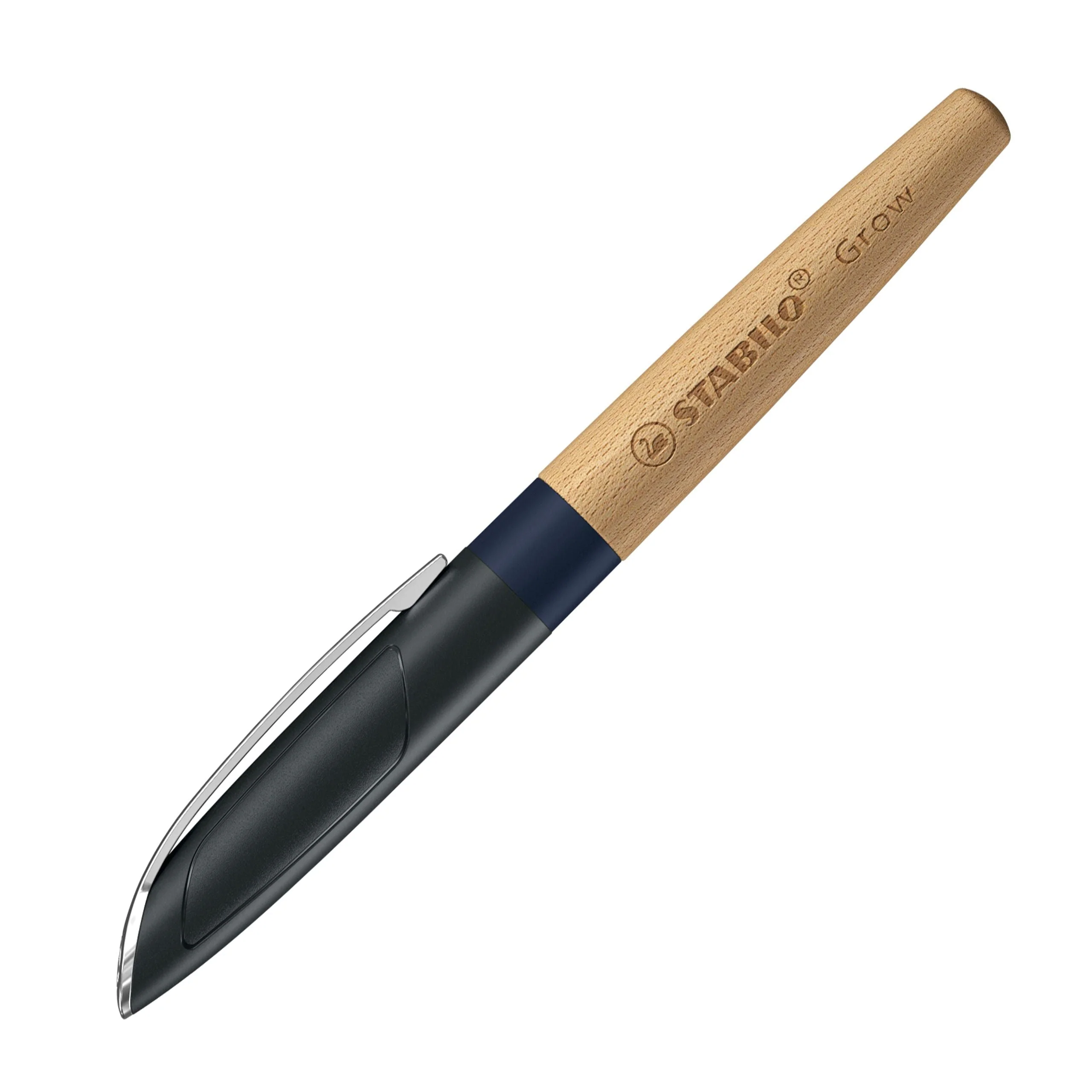 Penna Stilografica Ecosostenibile - CO2 neutral - STABILO Grow in Blu Mirtillo/Faggio - Cartuccia inclusa
