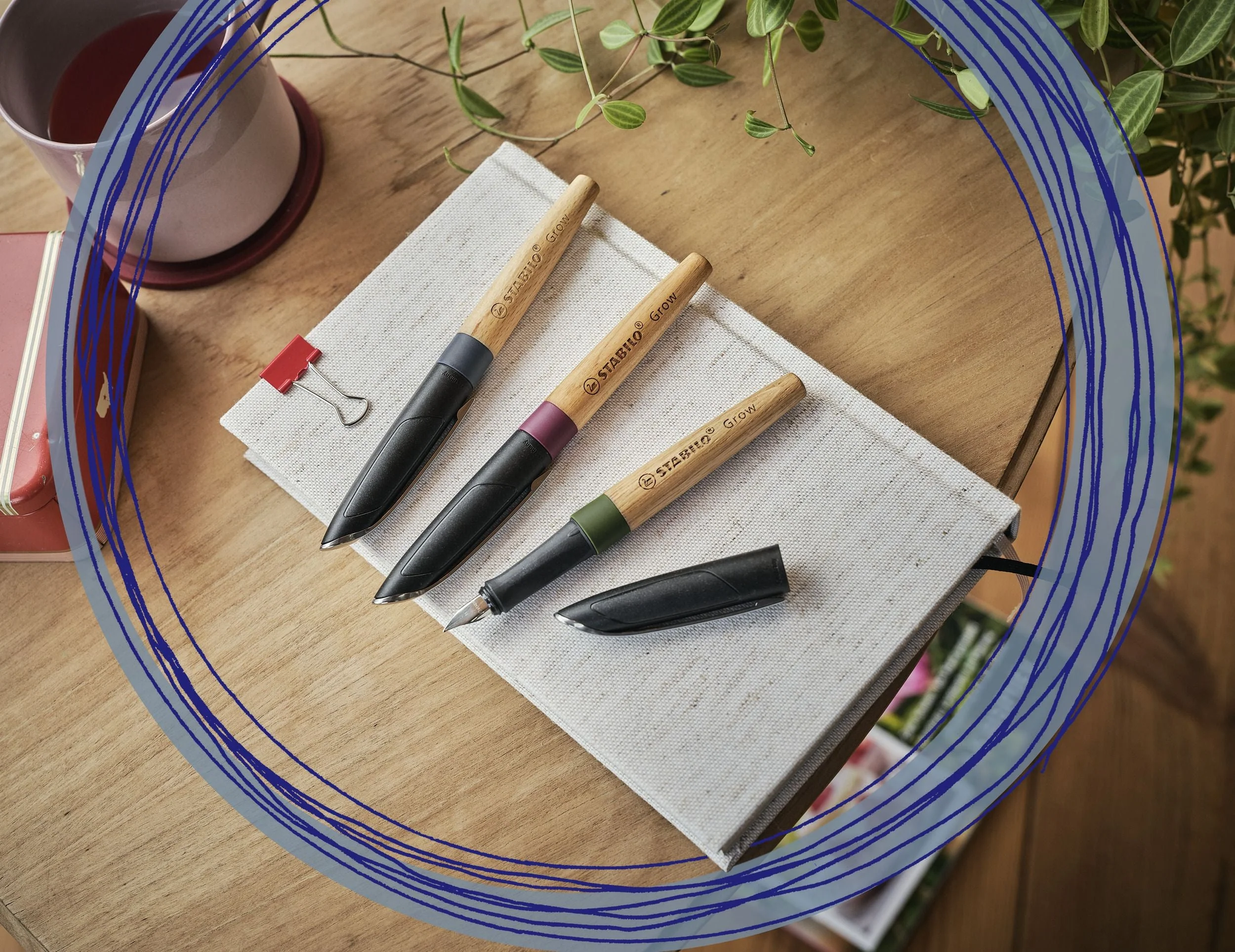 Penna Stilografica Ecosostenibile - CO2 neutral - STABILO Grow in Blu Mirtillo/Faggio - Cartuccia inclusa - Image 5