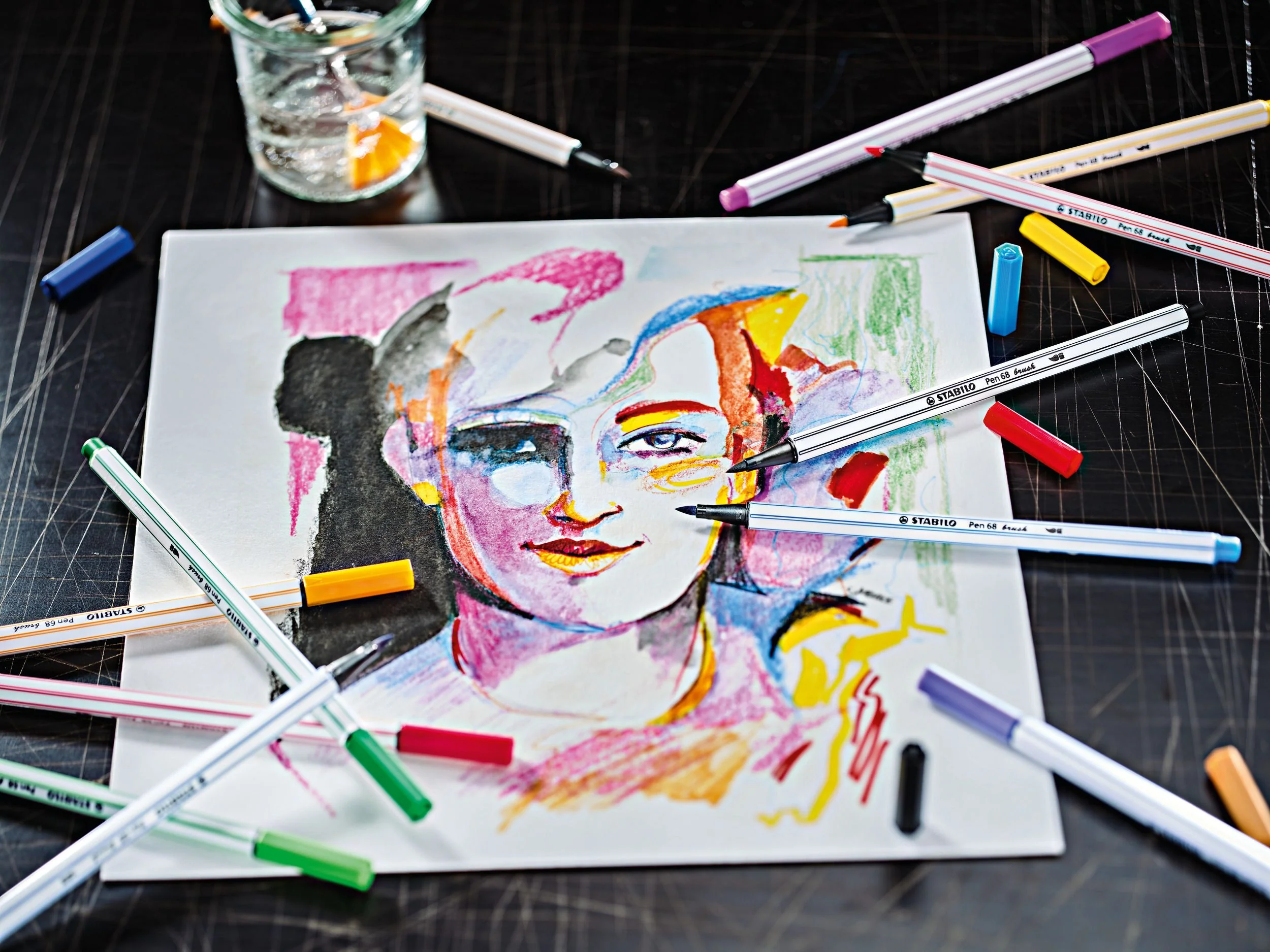 Pennarello Premium con punta a pennello - STABILO Pen 68 brush - ARTY - Scatola in metallo da 30 - Colori assortiti - Image 6