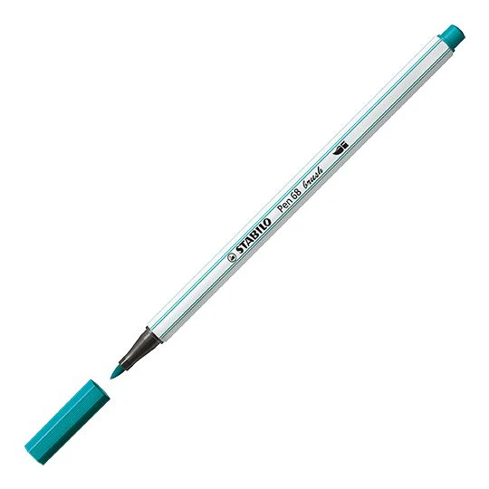 Pennarello Premium con punta a pennello - STABILO Pen 68 brush - Blu Turchese - Image 2