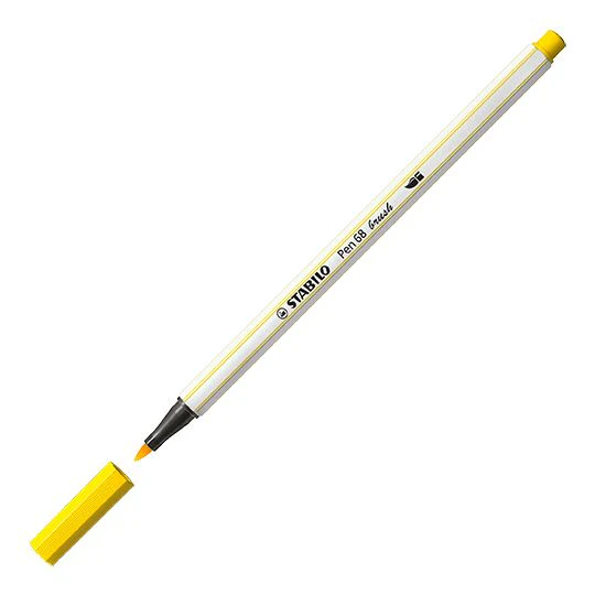 Pennarello Premium con punta a pennello - STABILO Pen 68 brush - Giallo - Image 2