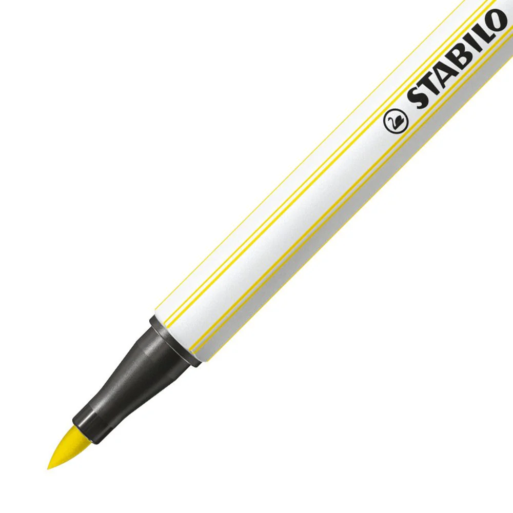 Pennarello Premium con punta a pennello - STABILO Pen 68 brush - Giallo limone - Image 2