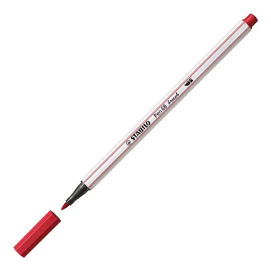 Pennarello Premium con punta a pennello - STABILO Pen 68 brush - Rosso Scuro - Image 2