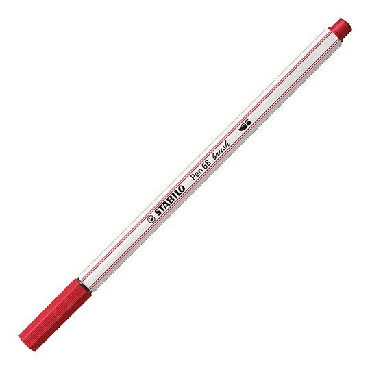 Pennarello Premium con punta a pennello - STABILO Pen 68 brush - Rosso Scuro - Image 7