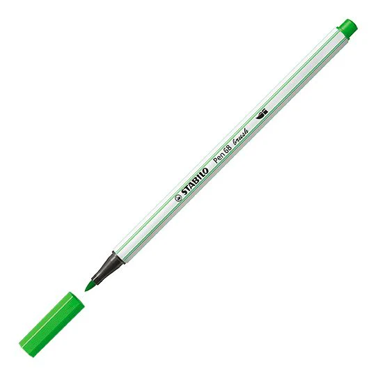 Pennarello Premium con punta a pennello - STABILO Pen 68 brush - Verde Chiaro - Image 2