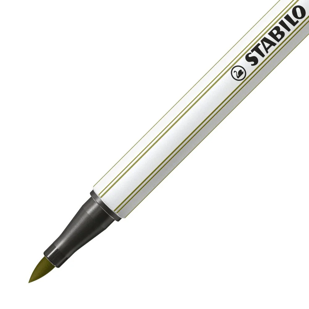 Pennarello Premium con punta a pennello - STABILO Pen 68 brush - Verde muschio - Image 2