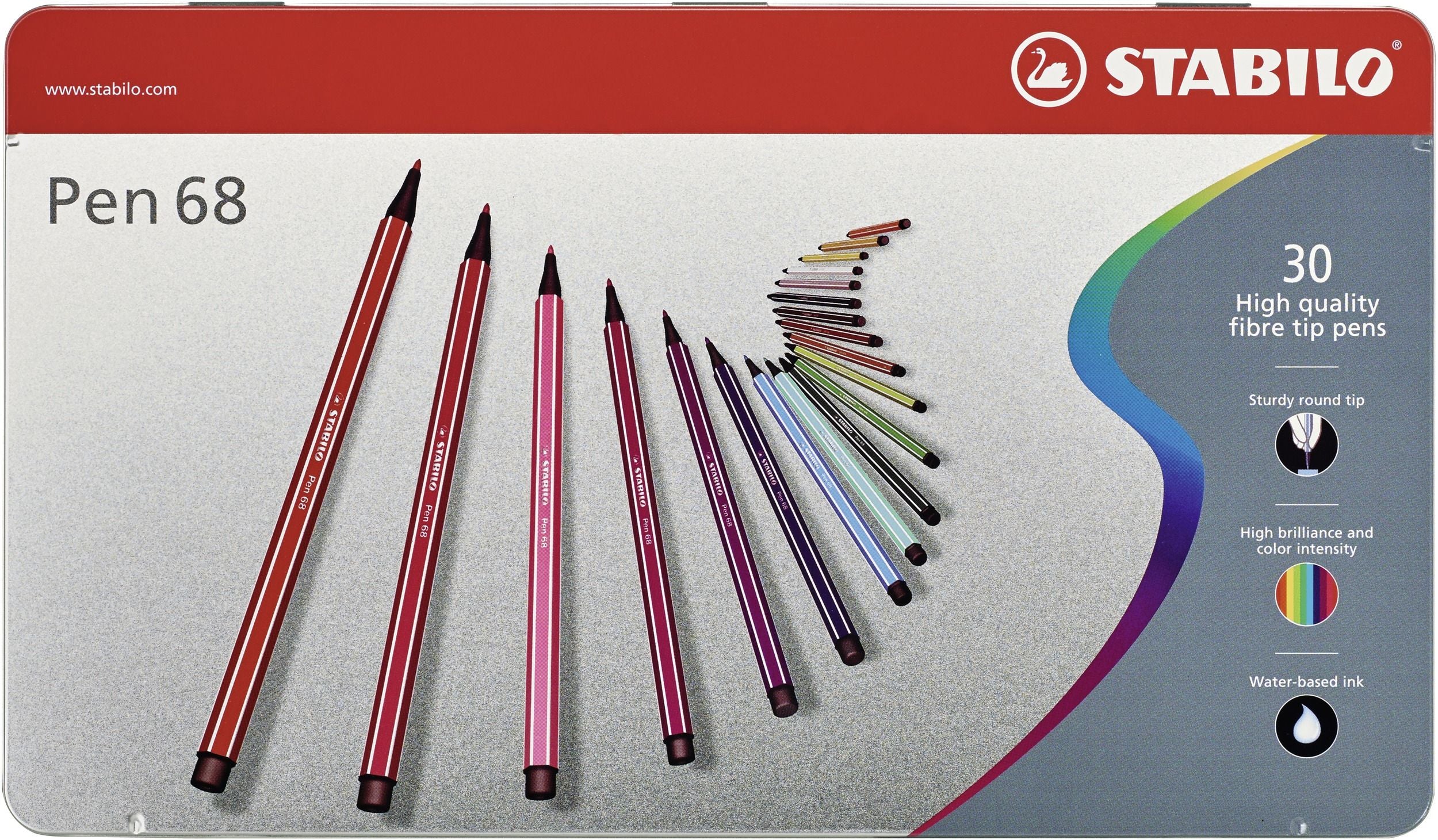 Pennarello Premium - STABILO Pen 68 - Scatola in Metallo da 30 - Colori assortiti