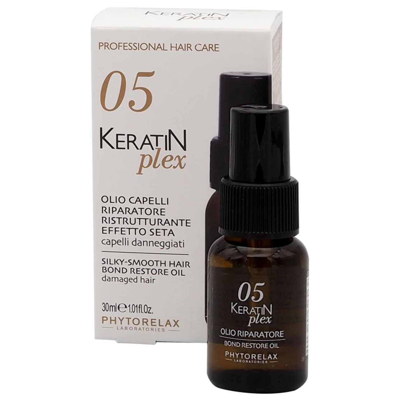 Phytorelax - Phyto 05 Keratin Plex Olio Capelli Riparatore Ristrutturante Effetto Seta Capelli Danneggiati - 30 ml
