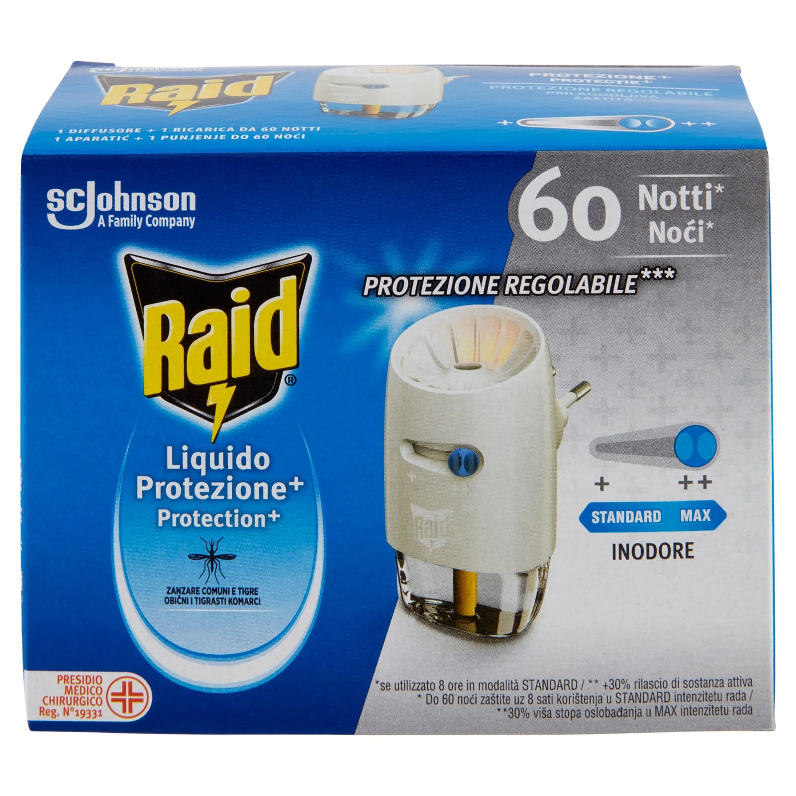 Raid Liquido Elettrico Protezione+ Antizanzare, Inodore, 60 Notti, 1 Diffusore e 1 Ricarica 36 ml - Image 2