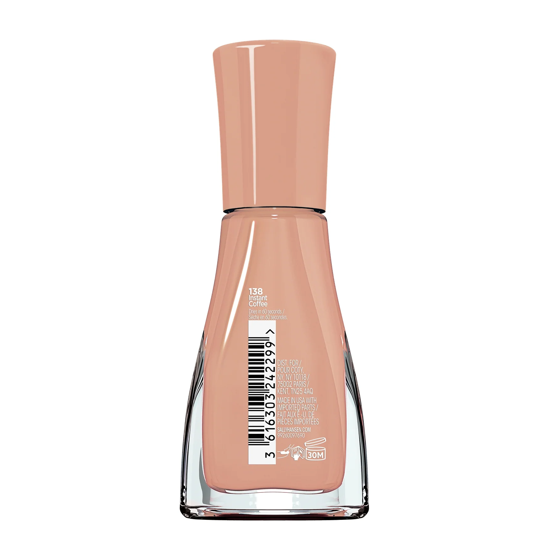 Sally Hansen Smalto per Unghie Insta-Dri, Formula 3 in 1, Base, Colore e Top Coat, Asciuga rapidamente, Pennello di Precisione, 138 Instant Coffee - Image 2