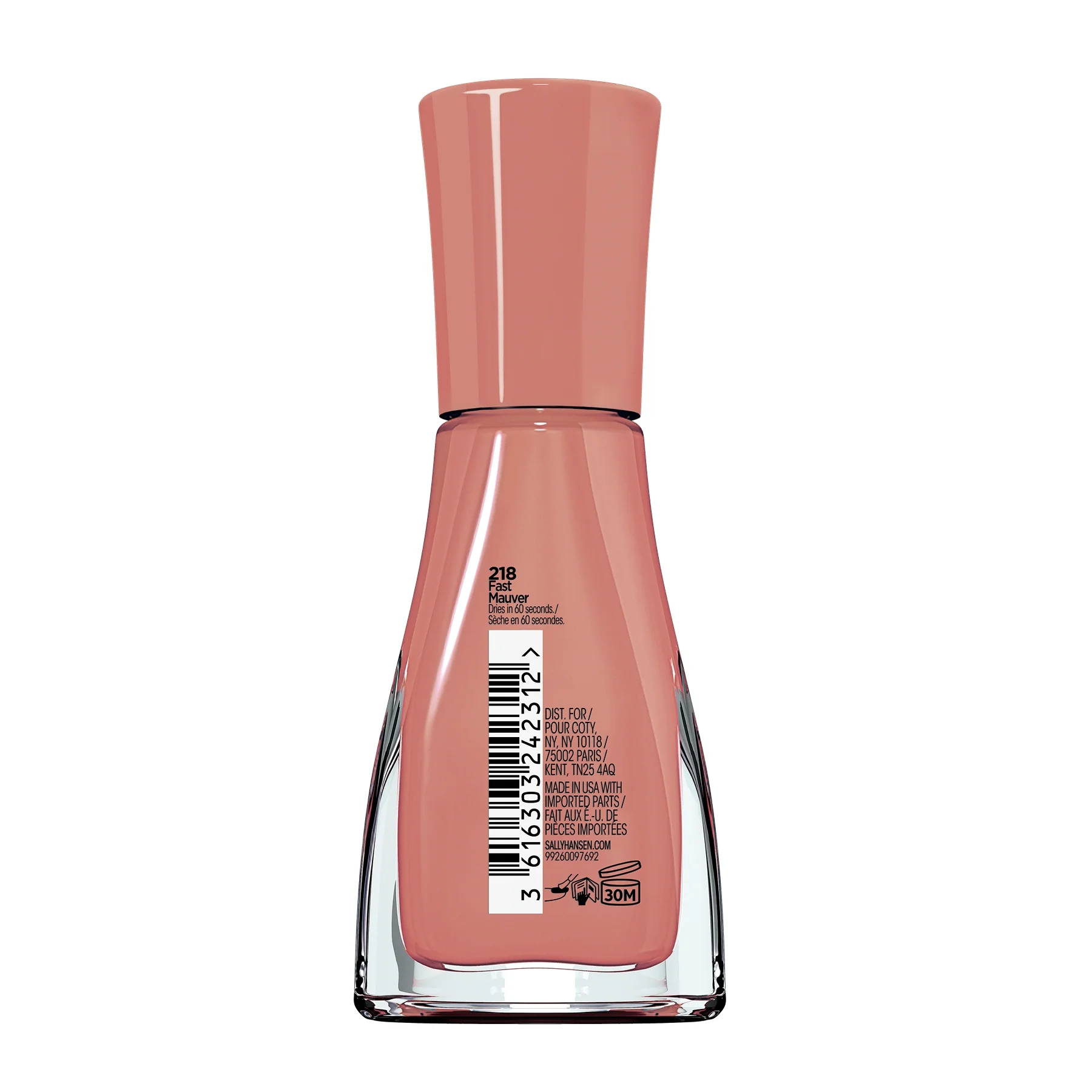 Sally Hansen Smalto per Unghie Insta-Dri, Formula 3 in 1, Base, Colore e Top Coat, Asciuga rapidamente, Pennello di Precisione, 218 Fast Mauver - Image 2