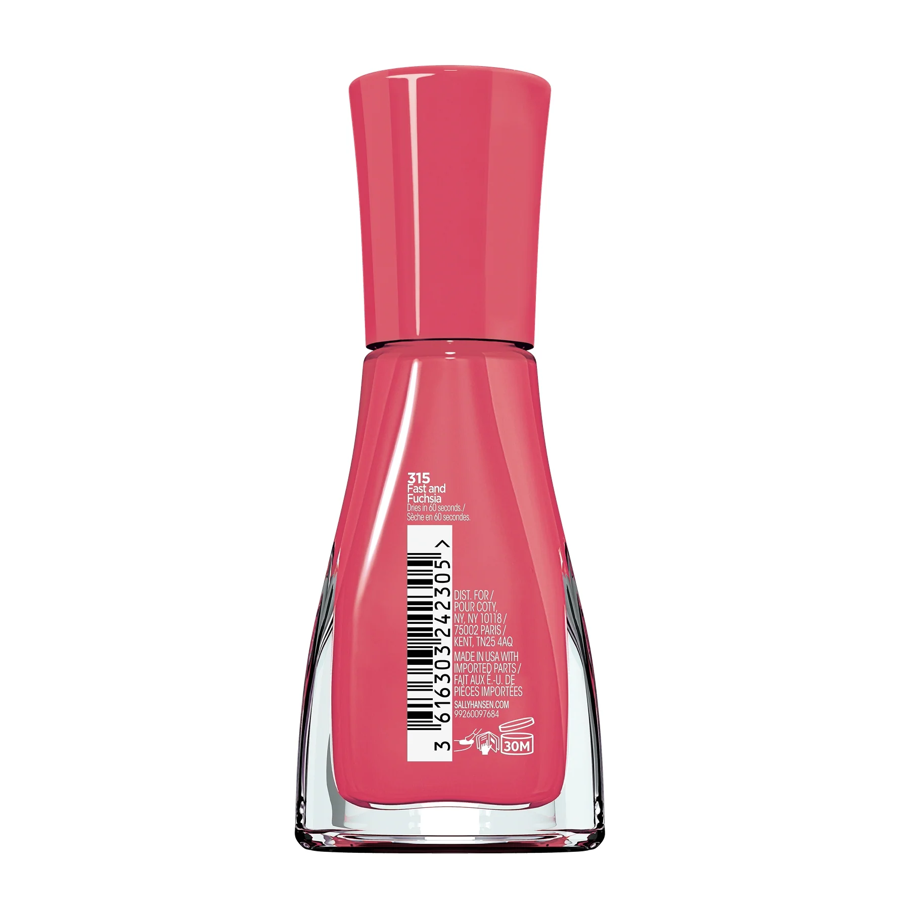 Sally Hansen Smalto per Unghie Insta-Dri, Formula 3 in 1, Base, Colore e Top Coat, Asciuga rapidamente, Pennello di Precisione, 315 Fast And Fuchsia - Image 2