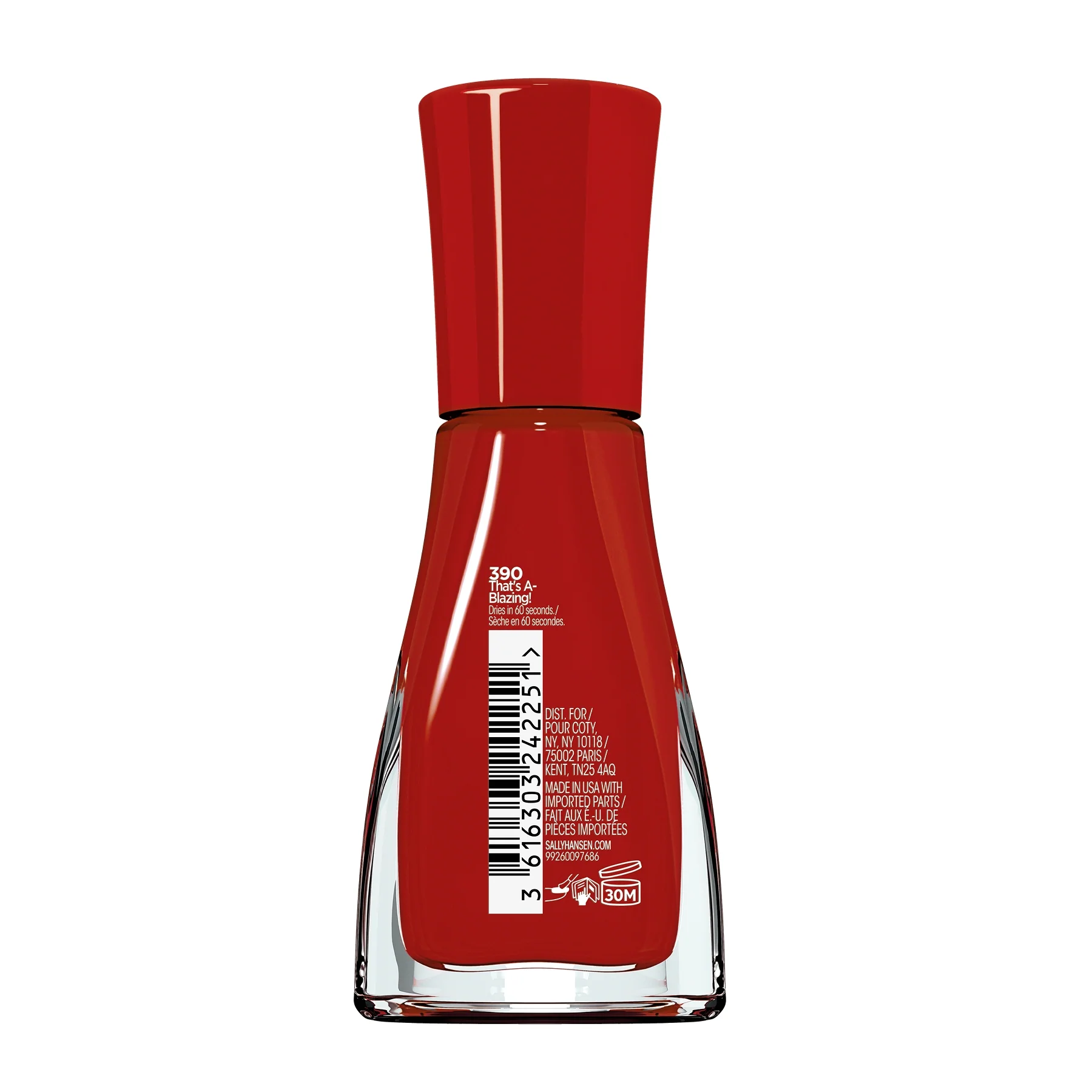 Sally Hansen Smalto per Unghie Insta-Dri, Formula 3 in 1, Base, Colore e Top Coat, Asciuga rapidamente, Pennello di Precisione, 390 That'S A-Blazing! - Image 2