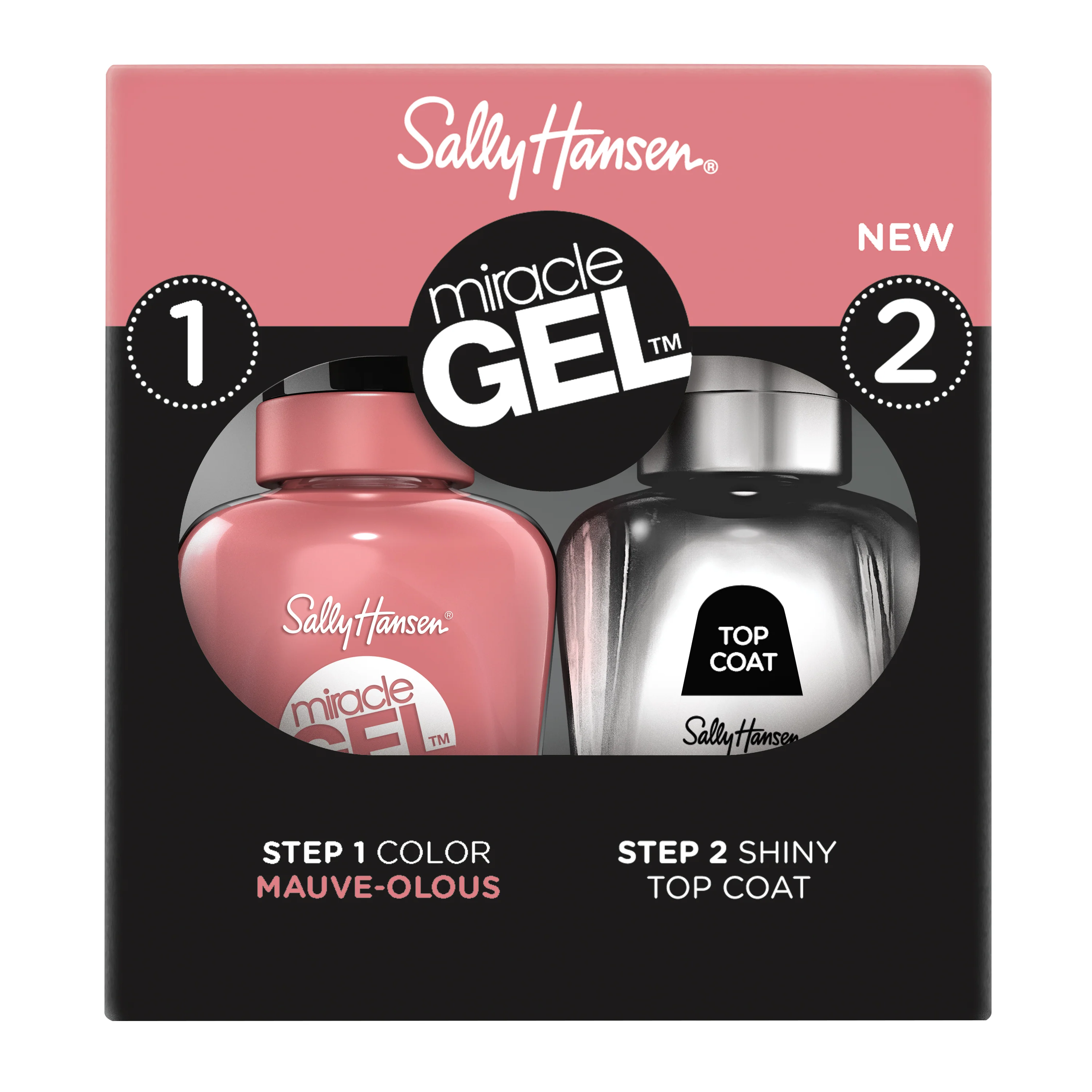 Sally Hansen Smalto Unghie Miracle Gel, Smalto Gel Senza Lampada UV, Effetto Manicure Professionale, Mauve-olous, Confezione da 2 Pezzi