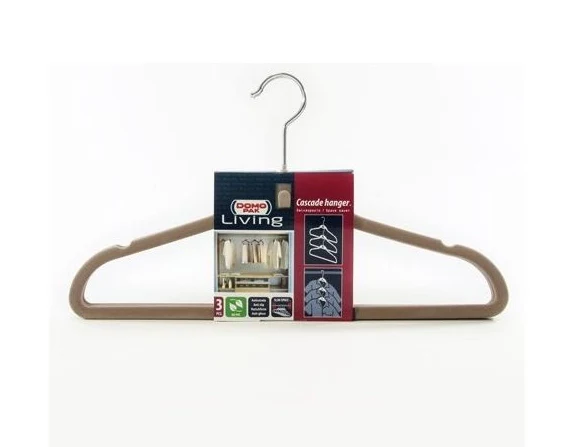 SET 3 APPENDIABITI CON GANCIO ANTISCIVOLO- beige