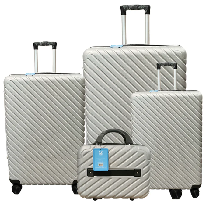 SET 3 TROLLEY + BEAUTY CASE - silver