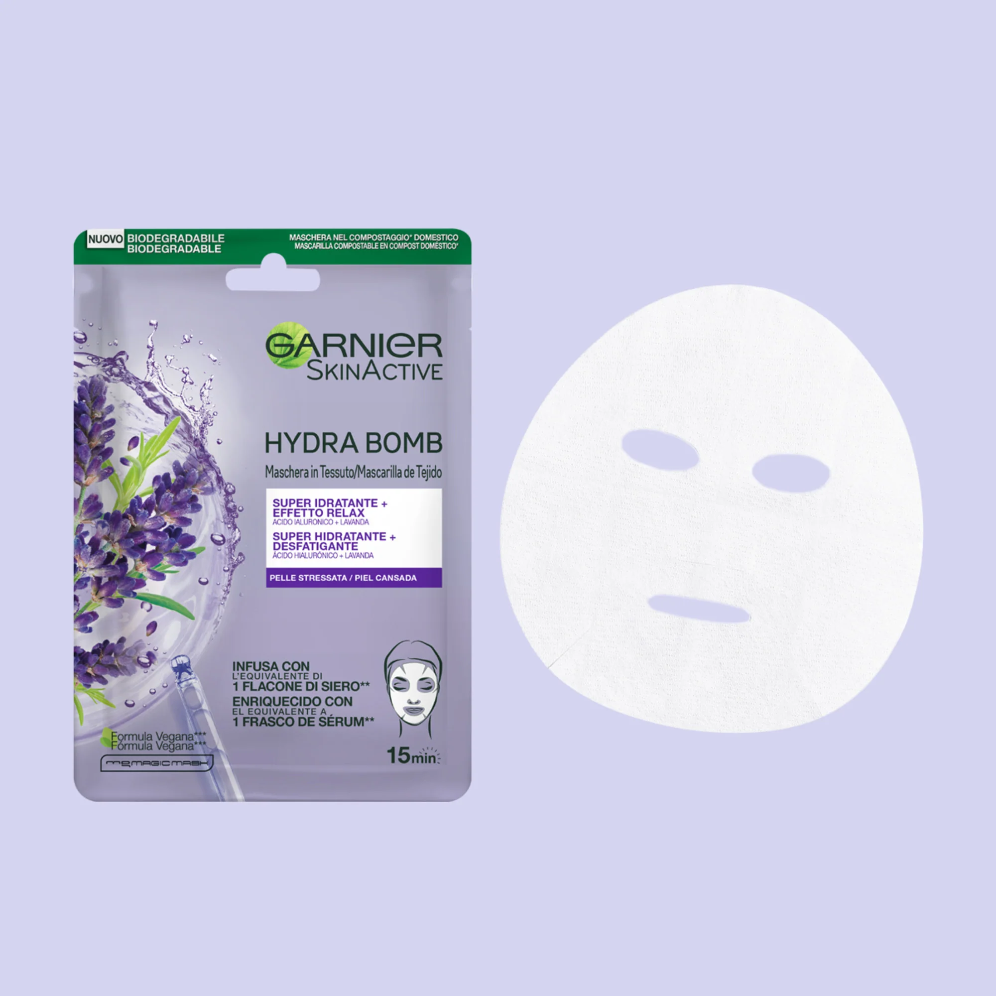 Garnier Maschera in Tessuto Skin Active Hydra Bomb Lavanda - Image 2
